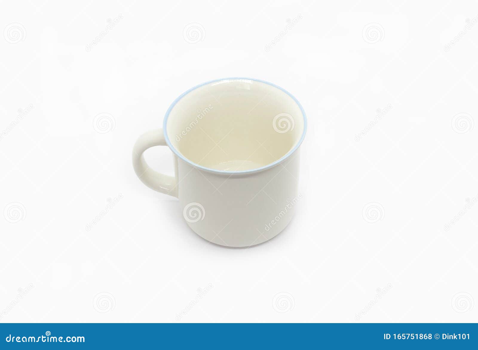 White Ceramic Cup with Handle and Blue Rim Stock Photo Image of