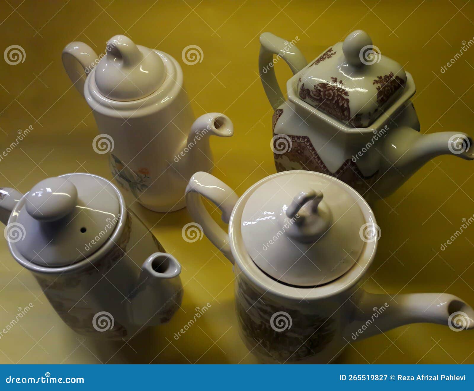 White Ceramic Teapot on a Yellow Background Stock Image Image of