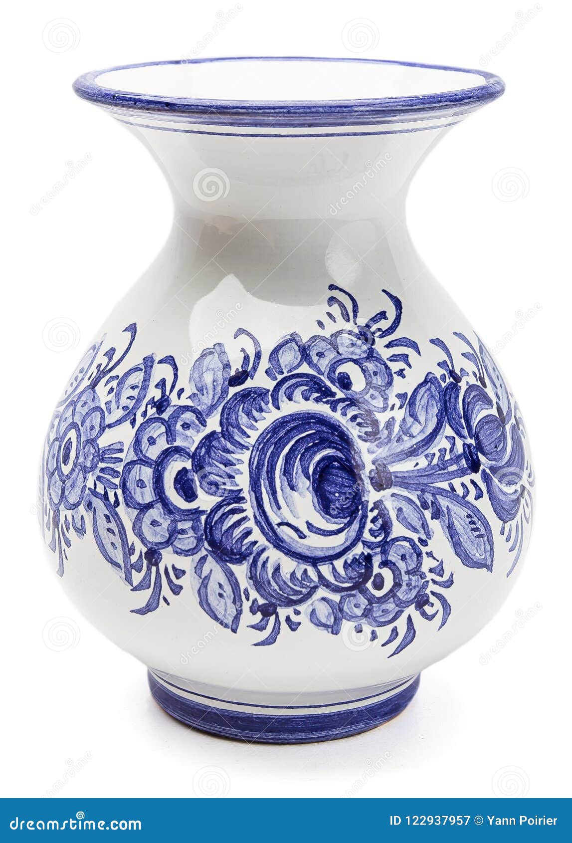 Vase Painted with Blue Flowers Stock Image Image of decoration