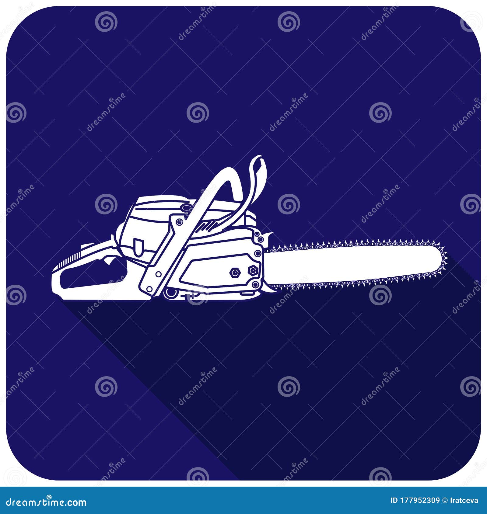 White Chainsaw Icon on a Blue Background Stock Vector - Illustration of