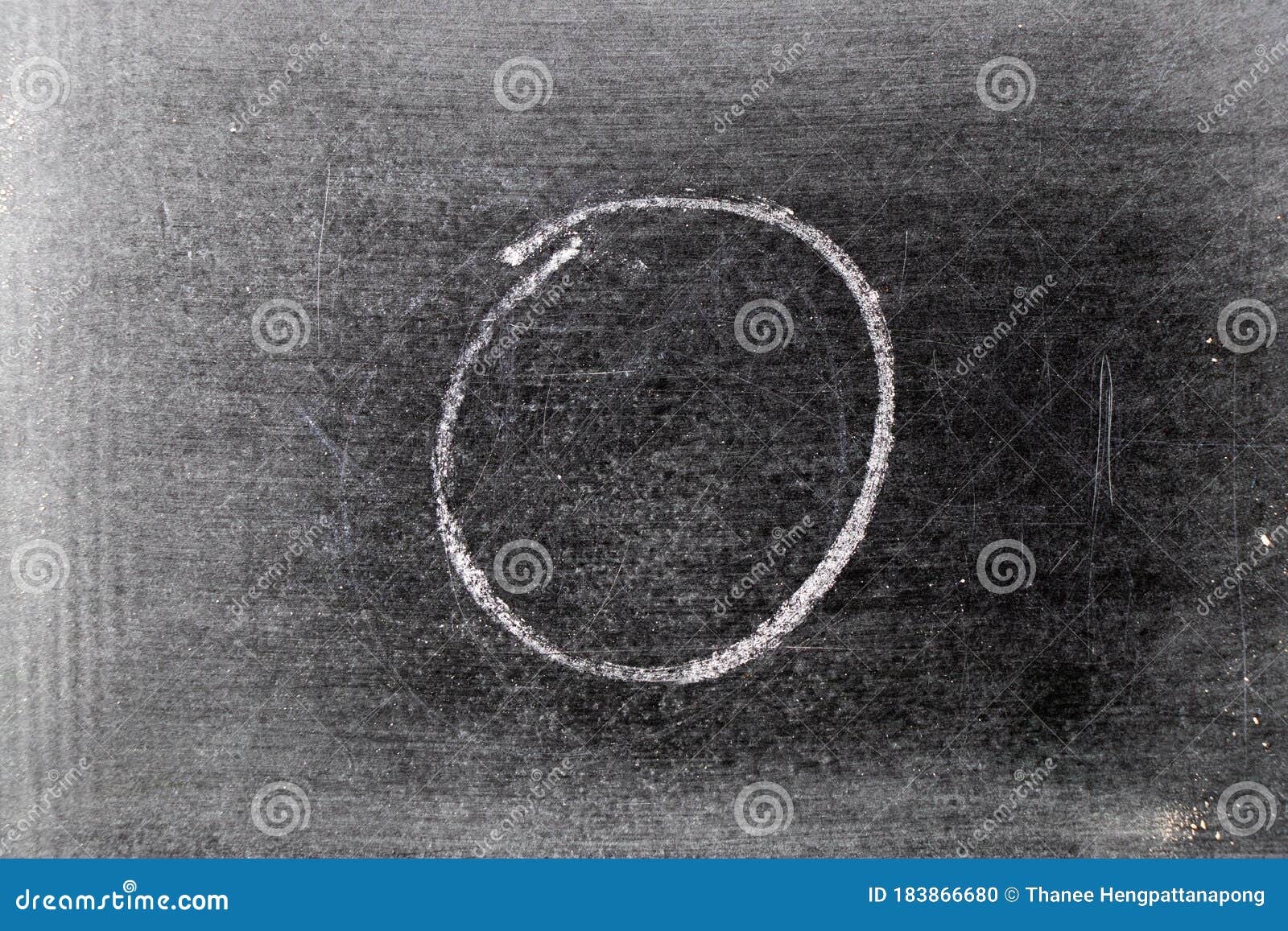 White Chalk Hand Drawing in Circle or Round Shape on Black Board