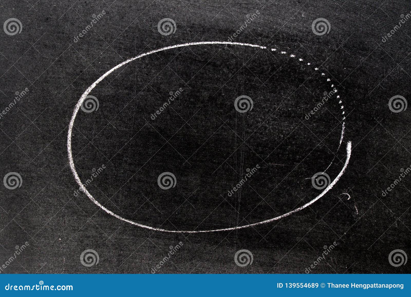 White Chalk Hand Drawing in Circle Shape on Blackboard Background Stock