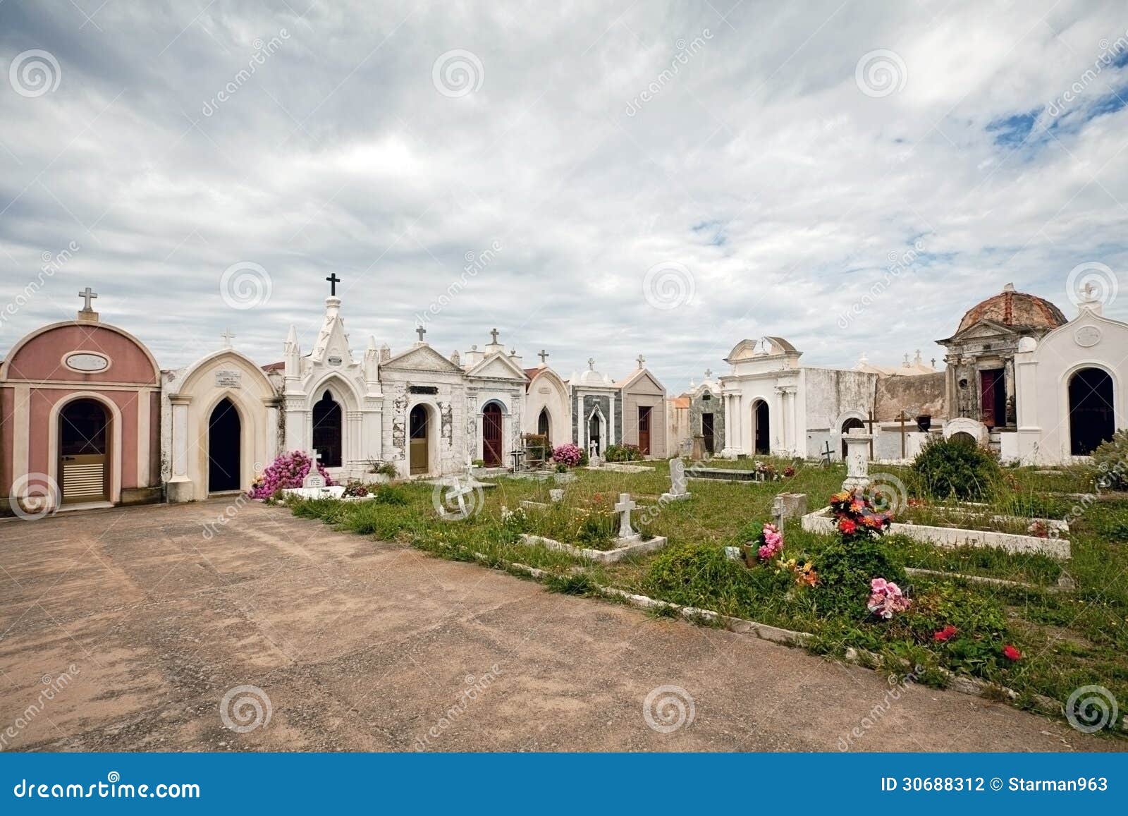 White Chapels in a Cemetery Stock Photo - Image of chapel, graveyard