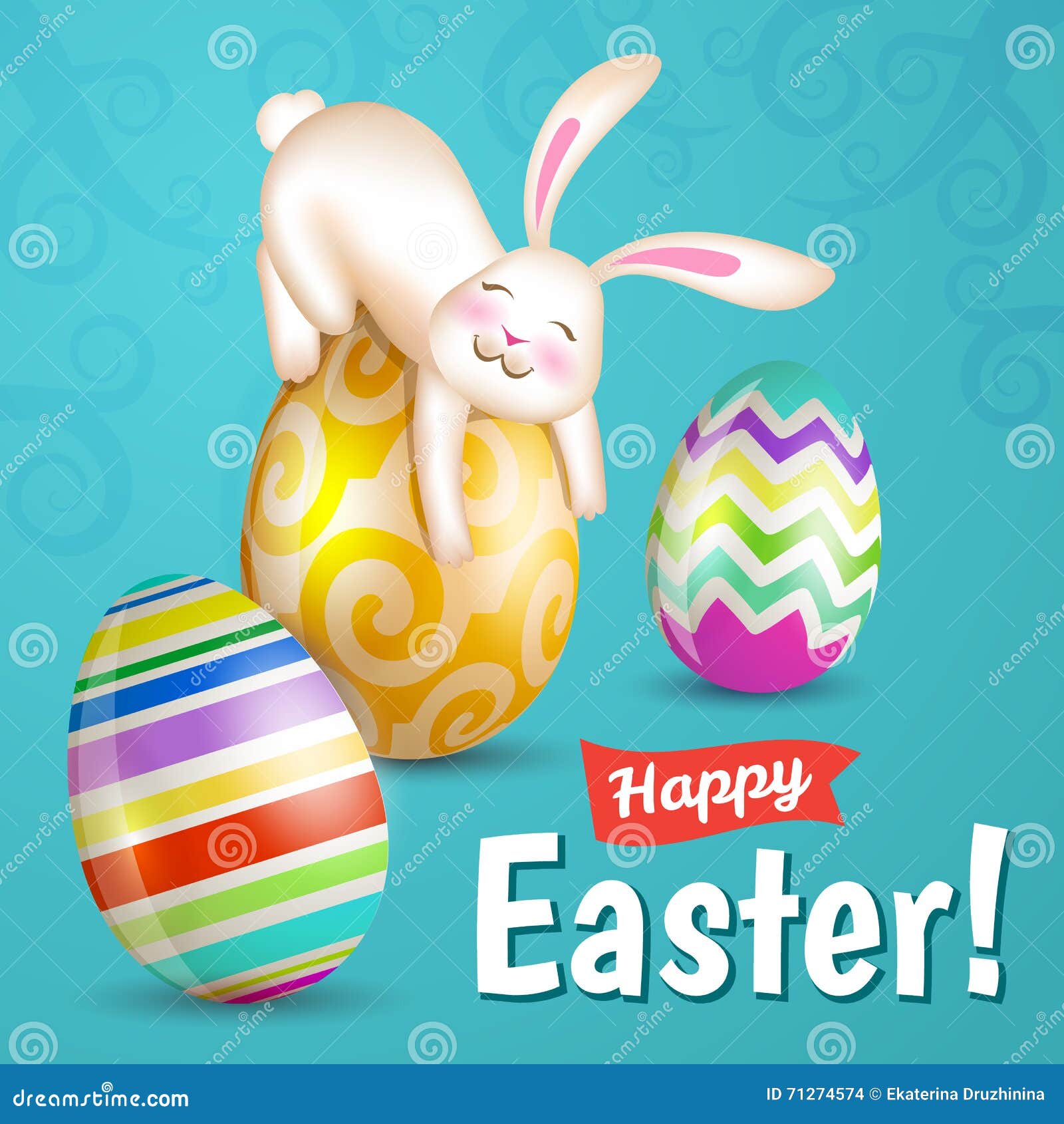 White Cheerful Easter Bunny Stock Vector - Illustration of rabbit ...