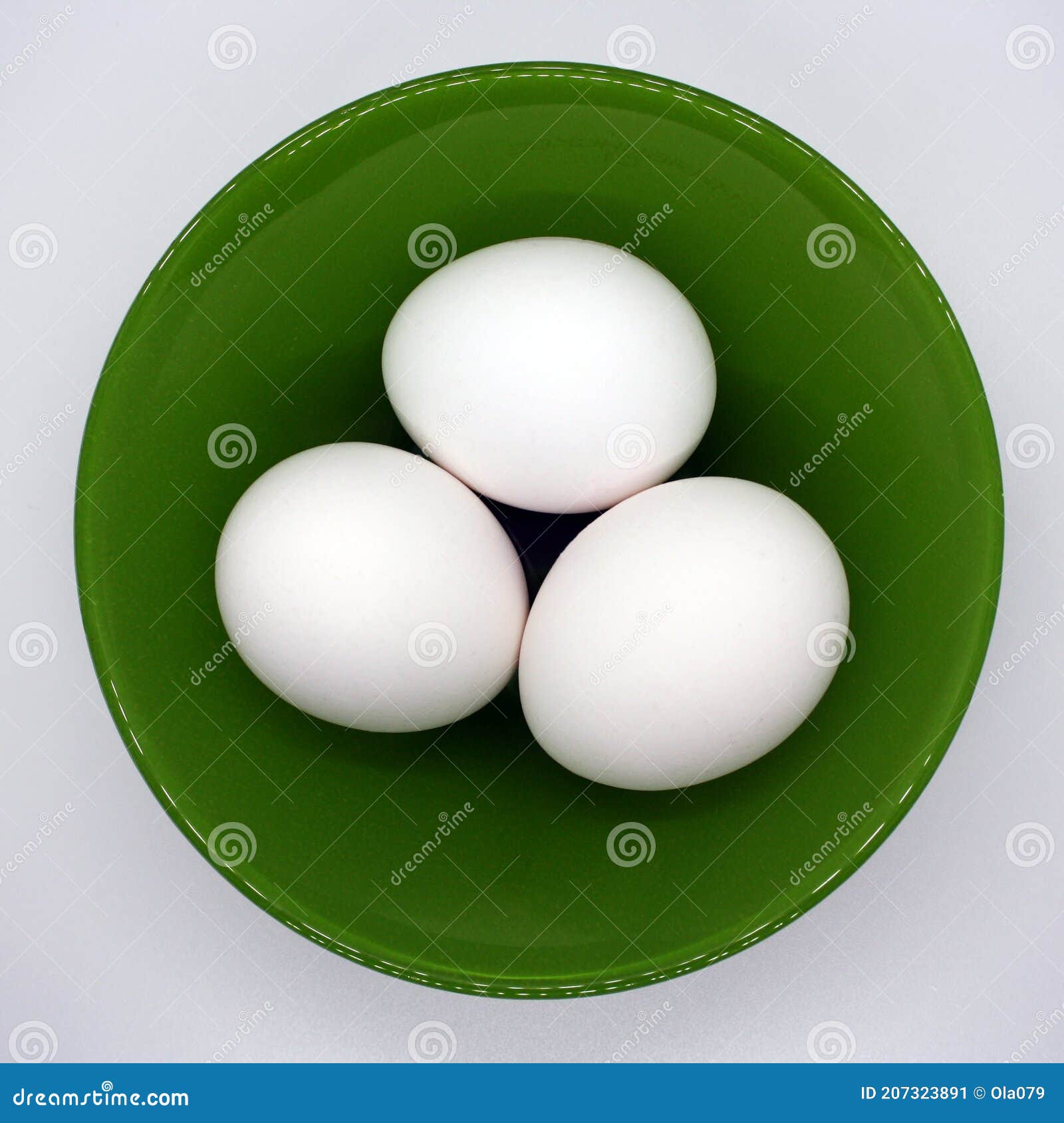White Chicken Eggs in a Green Bowl Stock Image Image of white