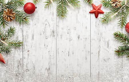White Christmas Background with Tree and Decorations Stock Image ...