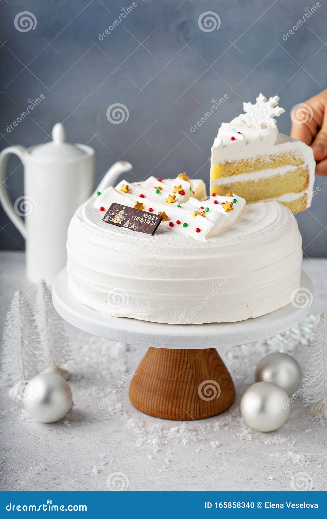 White Christmas cake stock photo. Image of celebration - 165858340