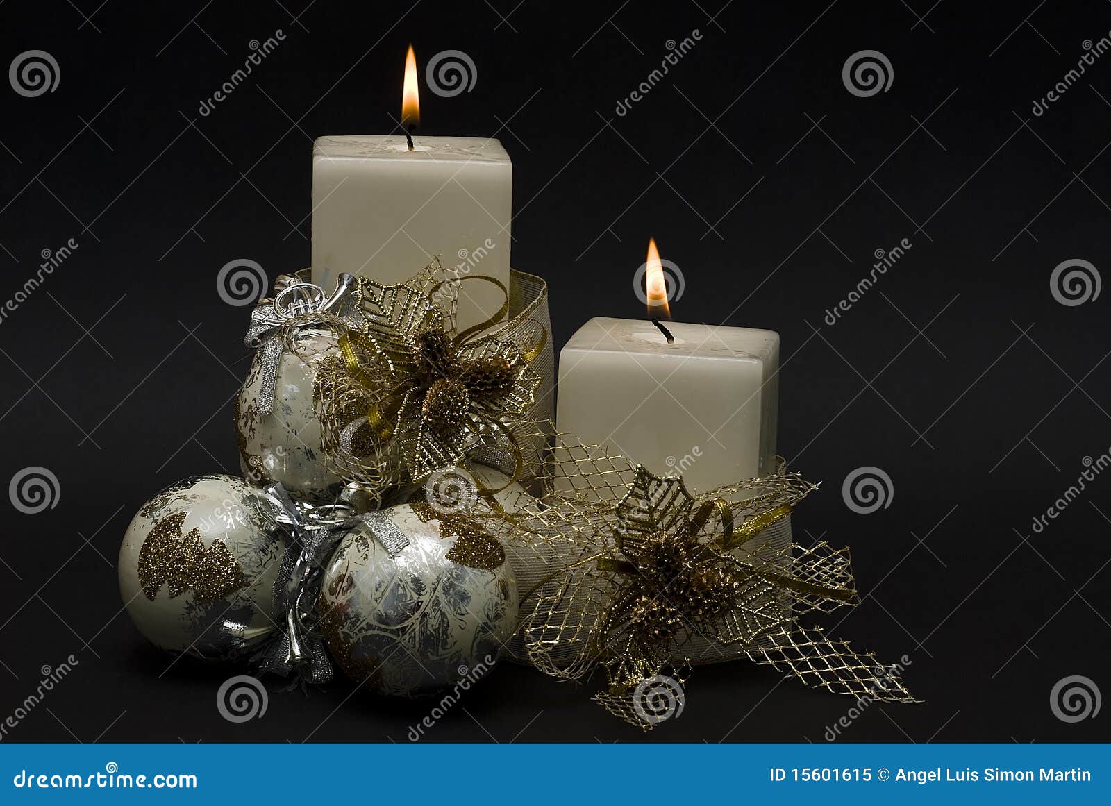 White Christmas Candles and Balls. Stock Image Image of desire