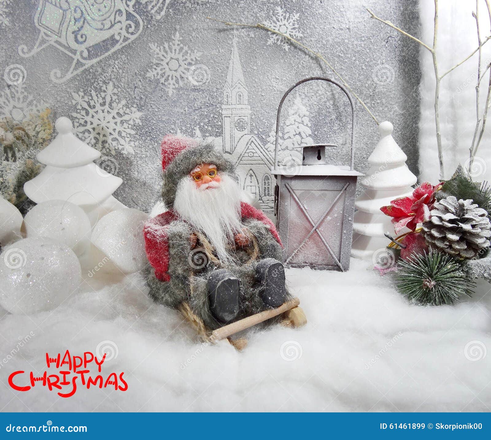 White Christmas christmas decoration Merry Christmas Claus sleigh