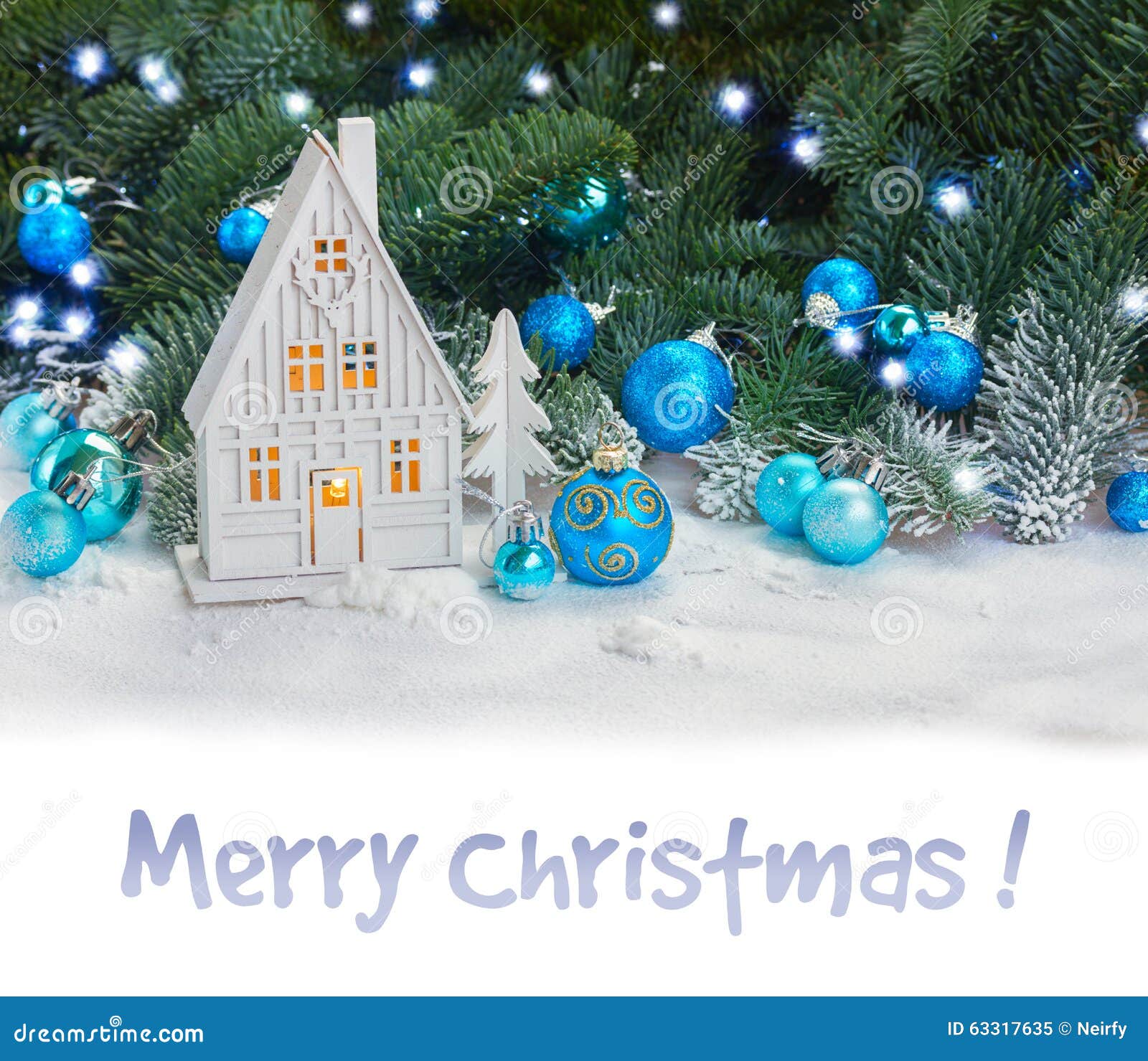 White christmas house stock image. Image of balls, decoration 63317635