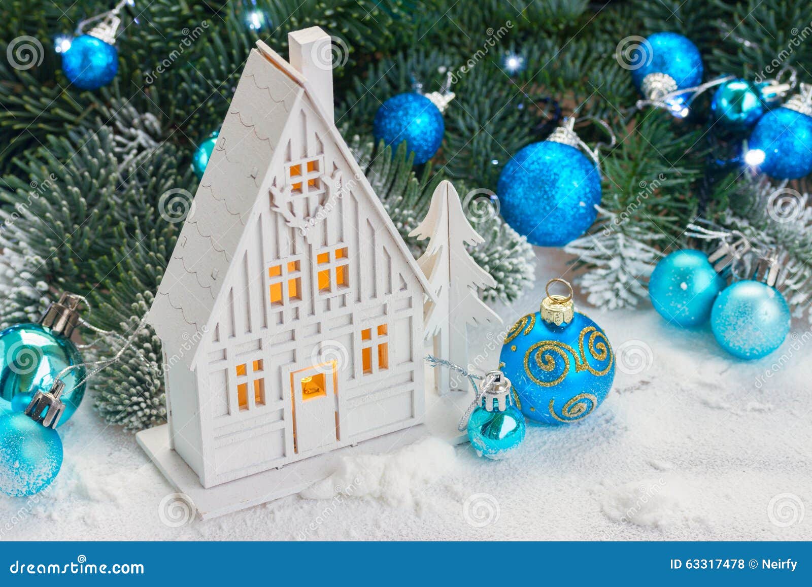 White christmas house stock photo. Image of decorations - 63317478