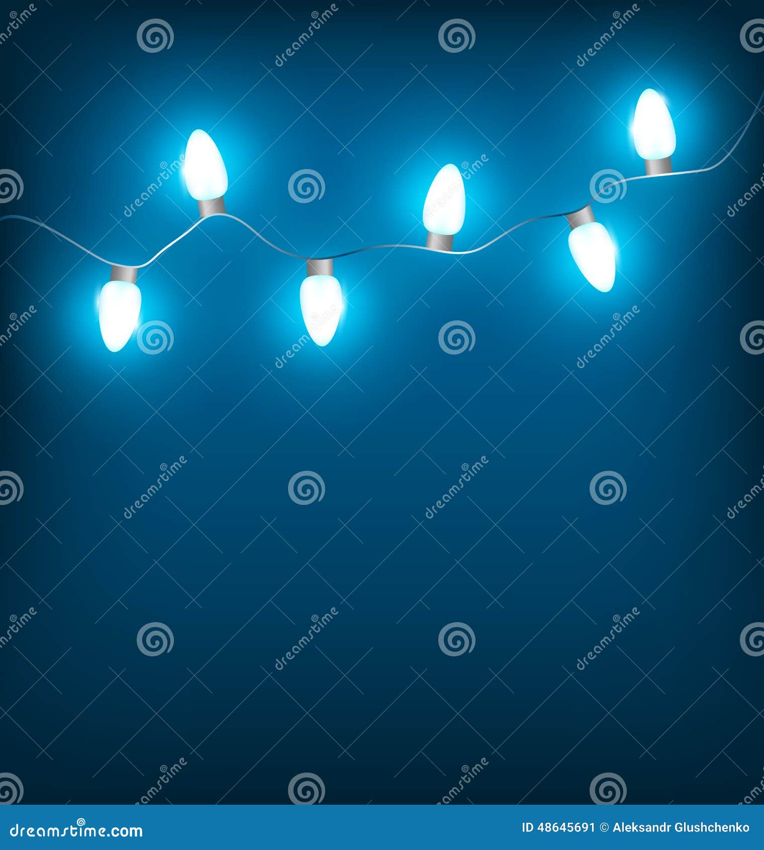 White Christmas Lights on Blue Stock Vector Illustration of card