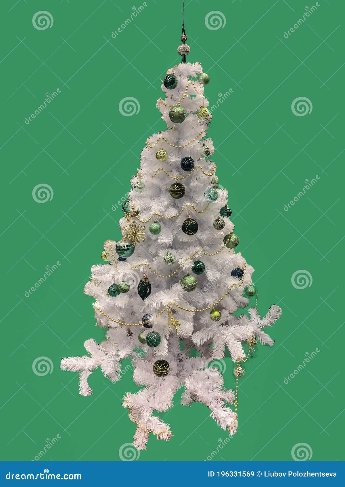White Christmas Tree with Christmas Balls, Isolate Stock Image Image