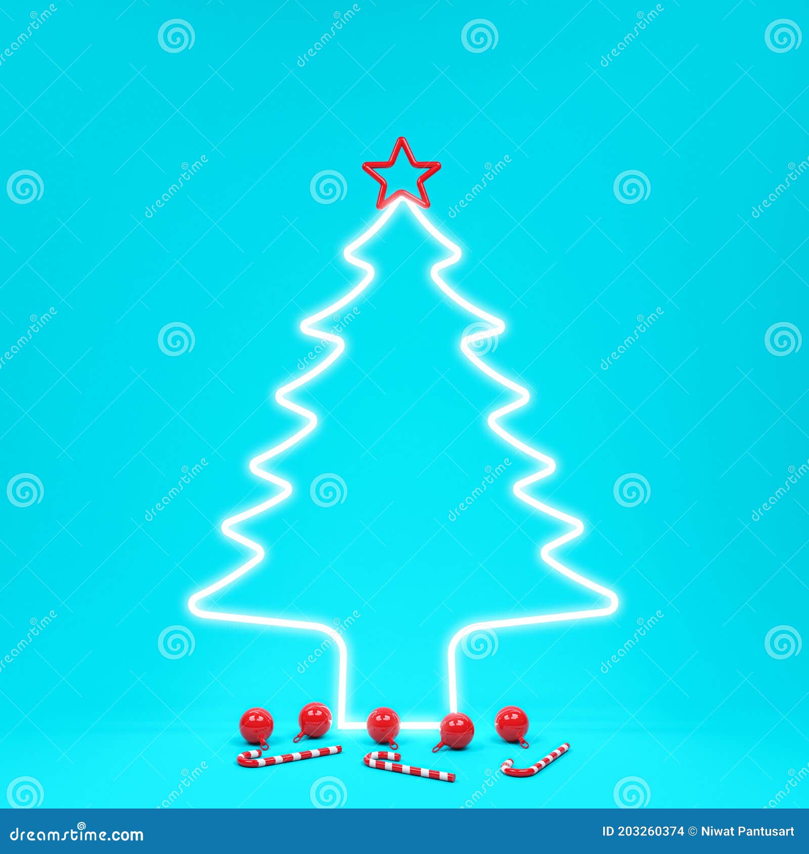 White Christmas Tree in Blue Background. Minimal Christmas Concept Idea