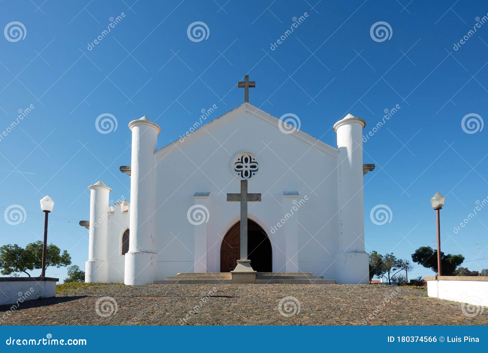 white church in mina de sao domingos alentejo, portugal