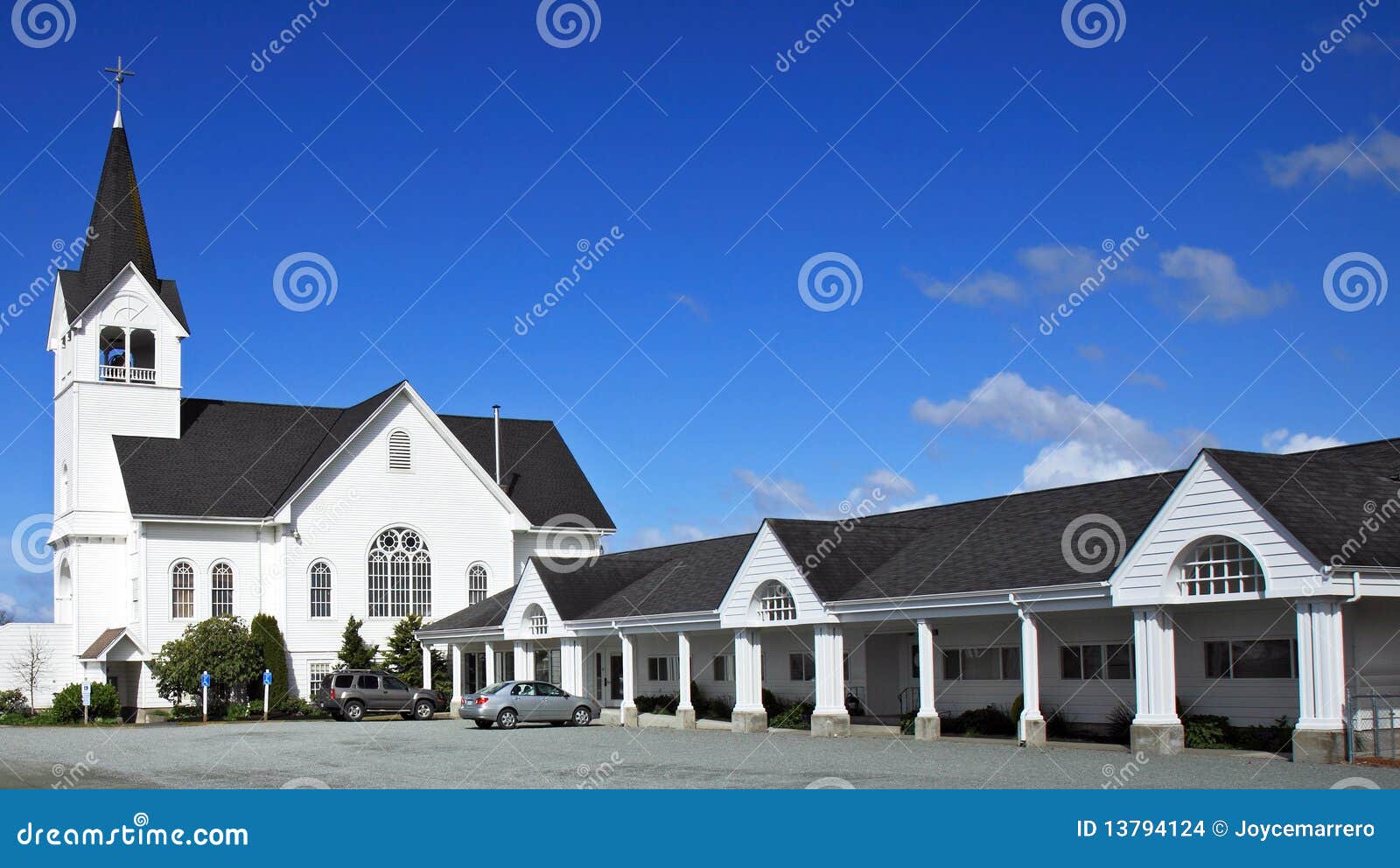 Premium Photo  Small church belfry white color chapel roof on