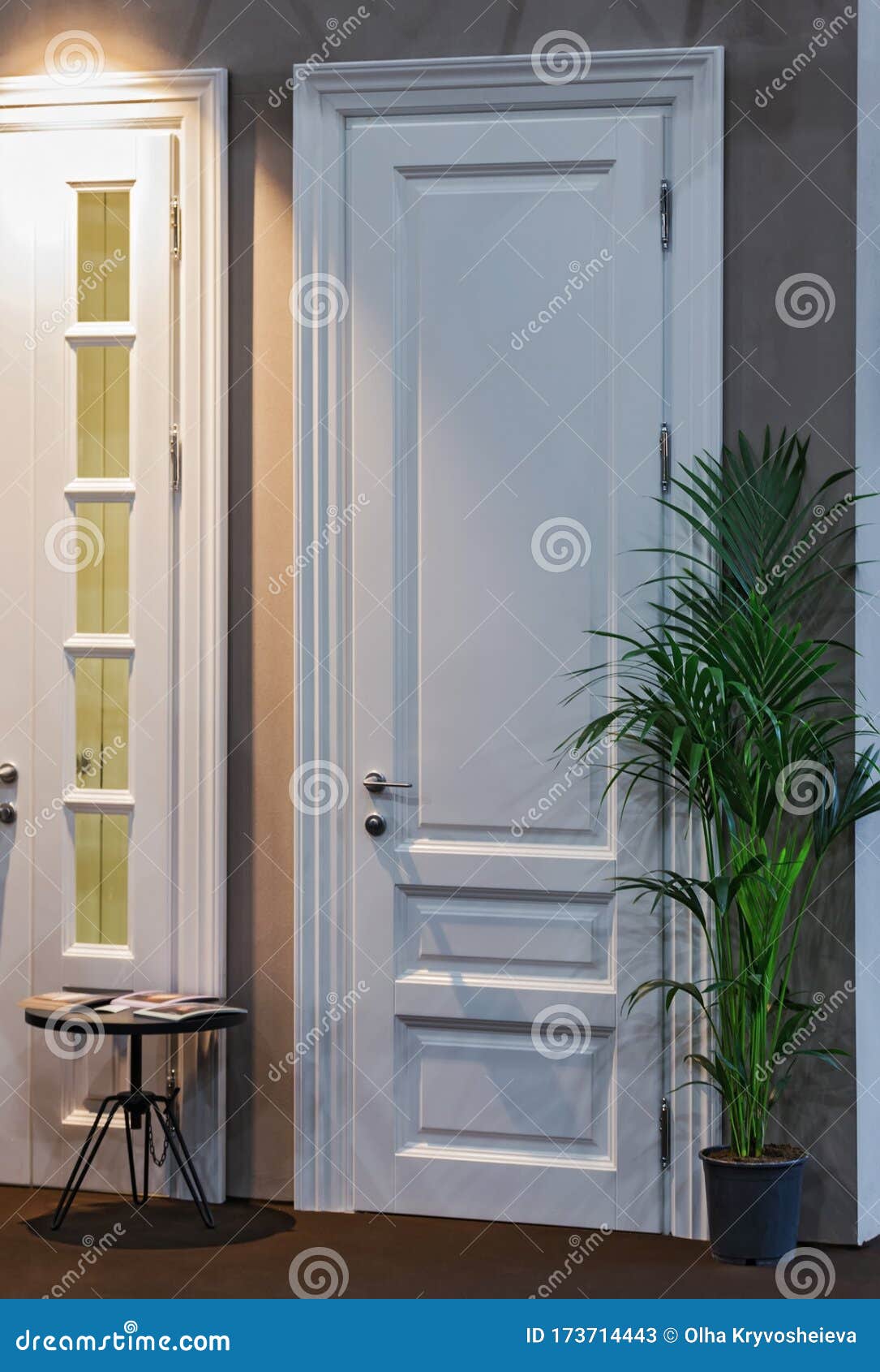 White Classic Wooden Door Decorated with Classic Elements. Design Door ...