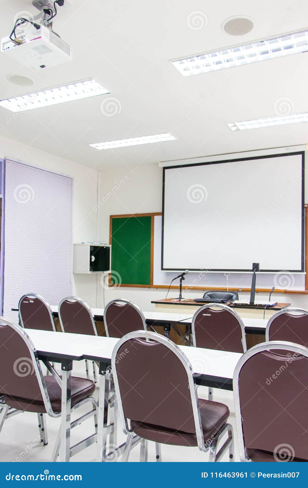 White Classrooms Are Currently Available With Student Desks And