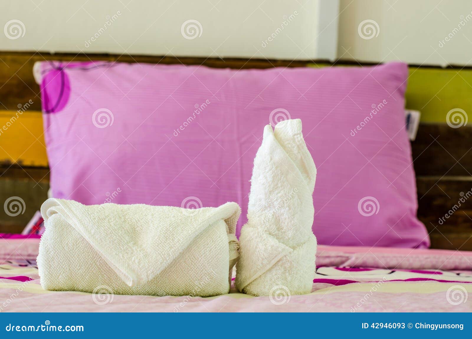 White Clean Towels on the Hotel Bed Stock Image Image of travel, warm 42946093