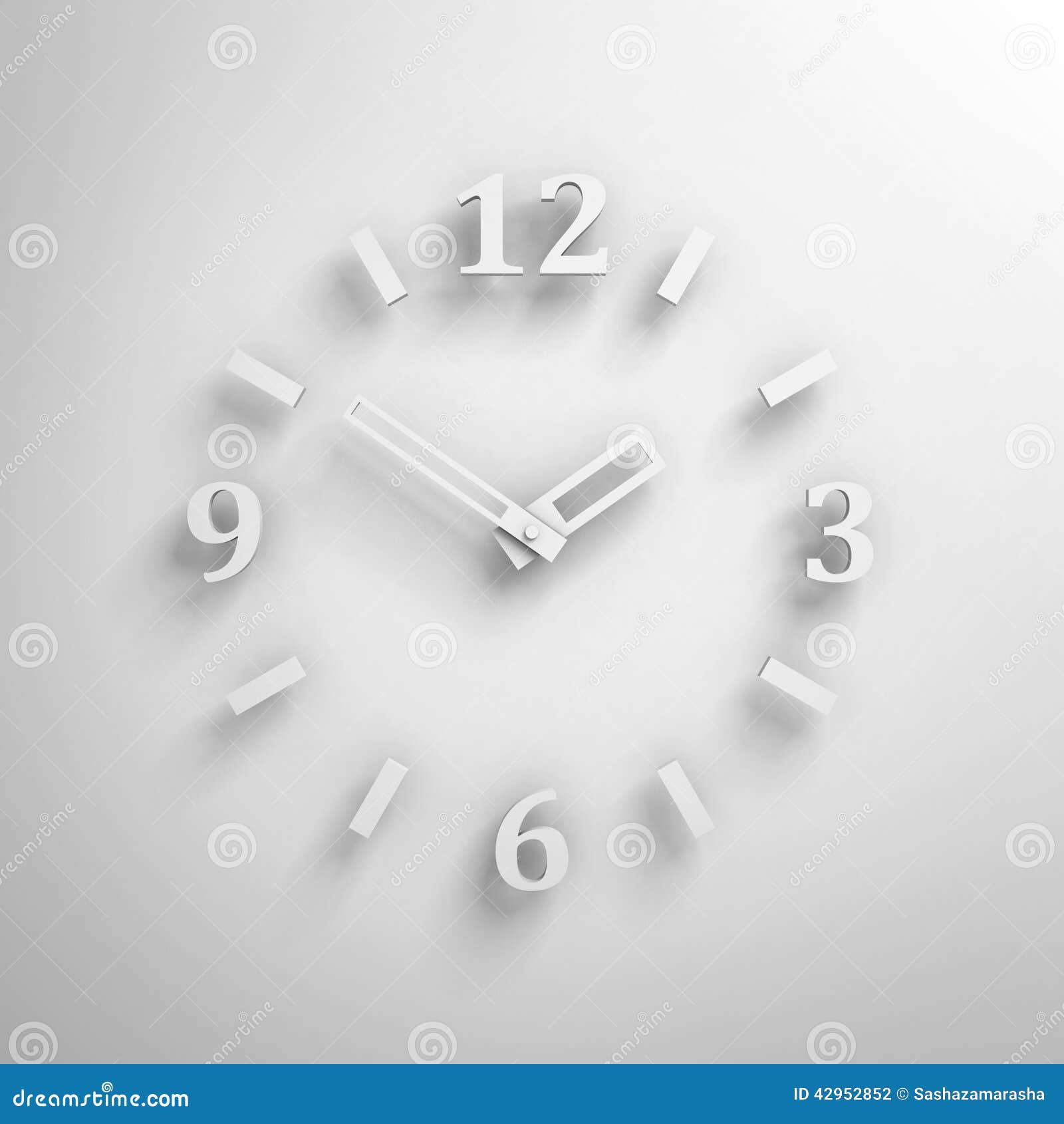 White Clock Face on Wall with Shadow Stock Illustration Illustration
