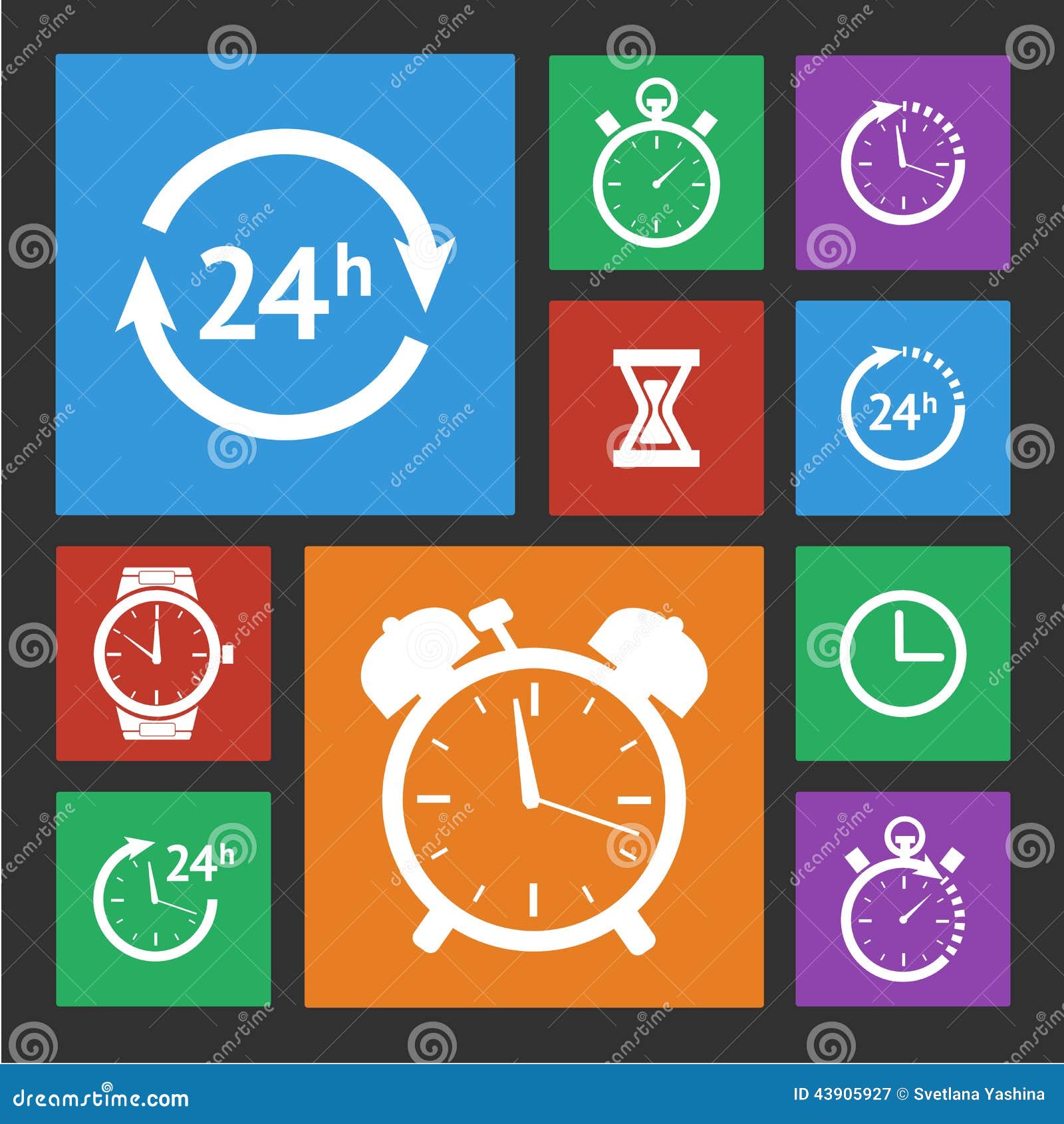 White clock icons set stock vector. Illustration of silhouette 43905927