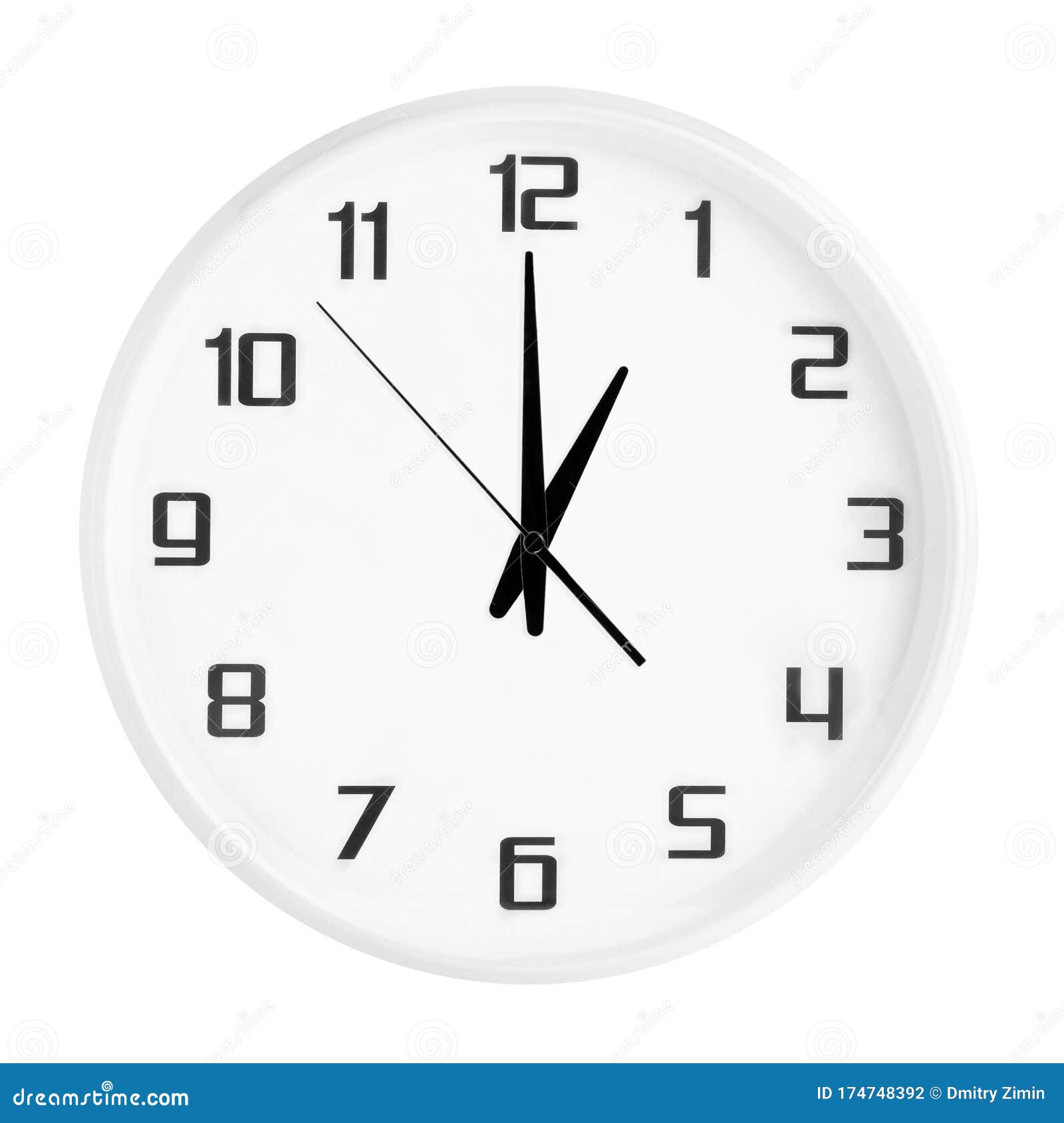 White Clock Showing One O`clock Isolated on White Background Stock ...