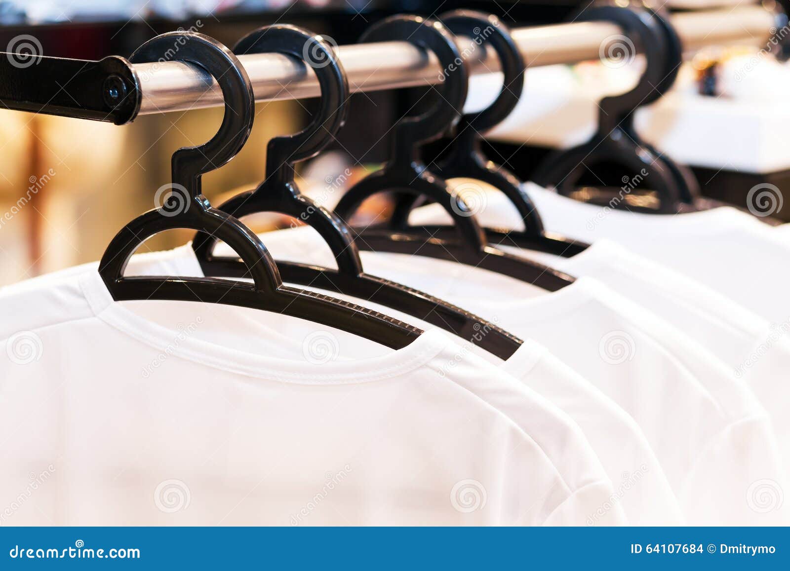 White Clothes Hanging on Hangers Stock Photo - Image of closeup ...