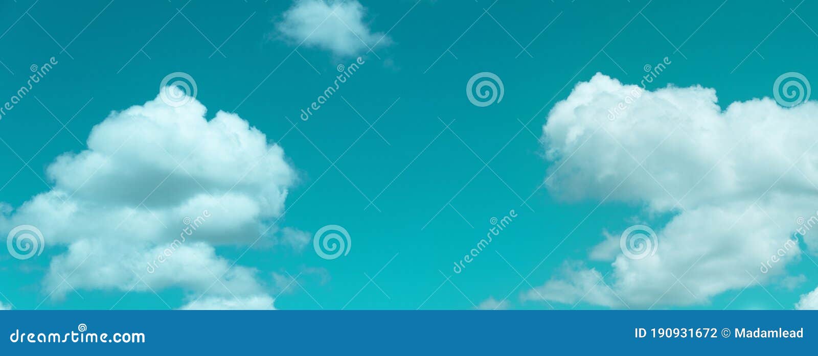 White Cloud with Bright Blue Sky Nature Banner Background Stock Photo