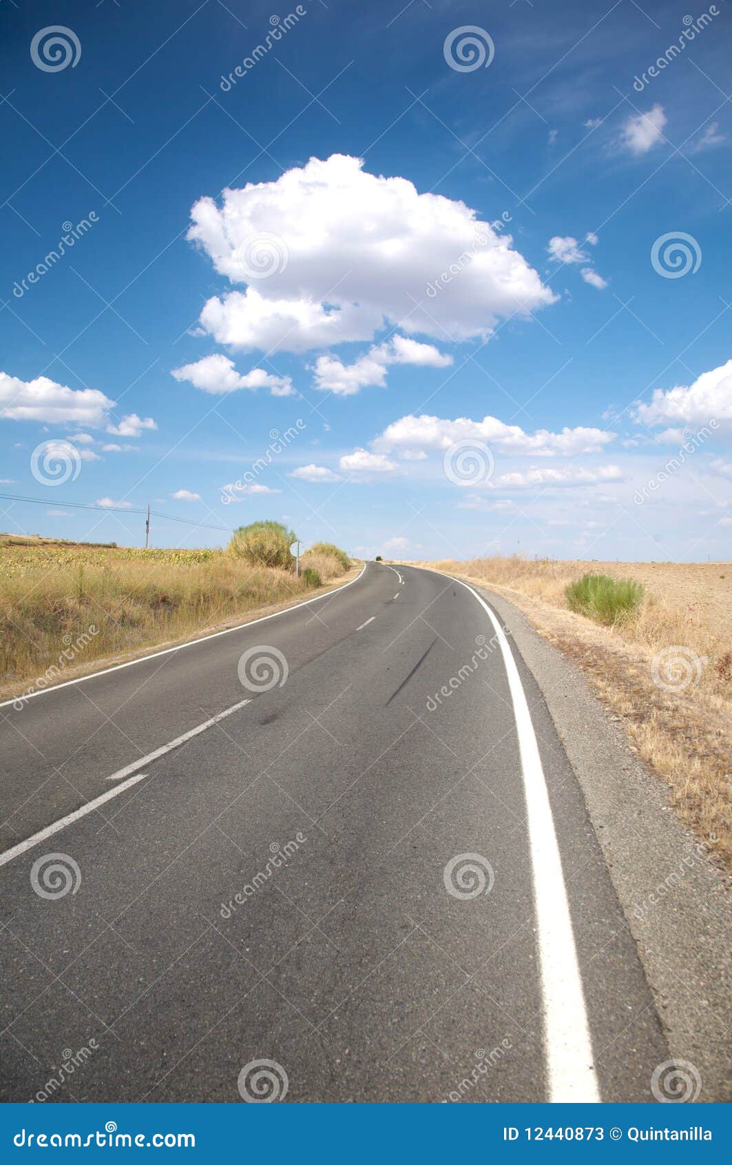 White cloud over road stock image. Image of asphalt, railing 12440873
