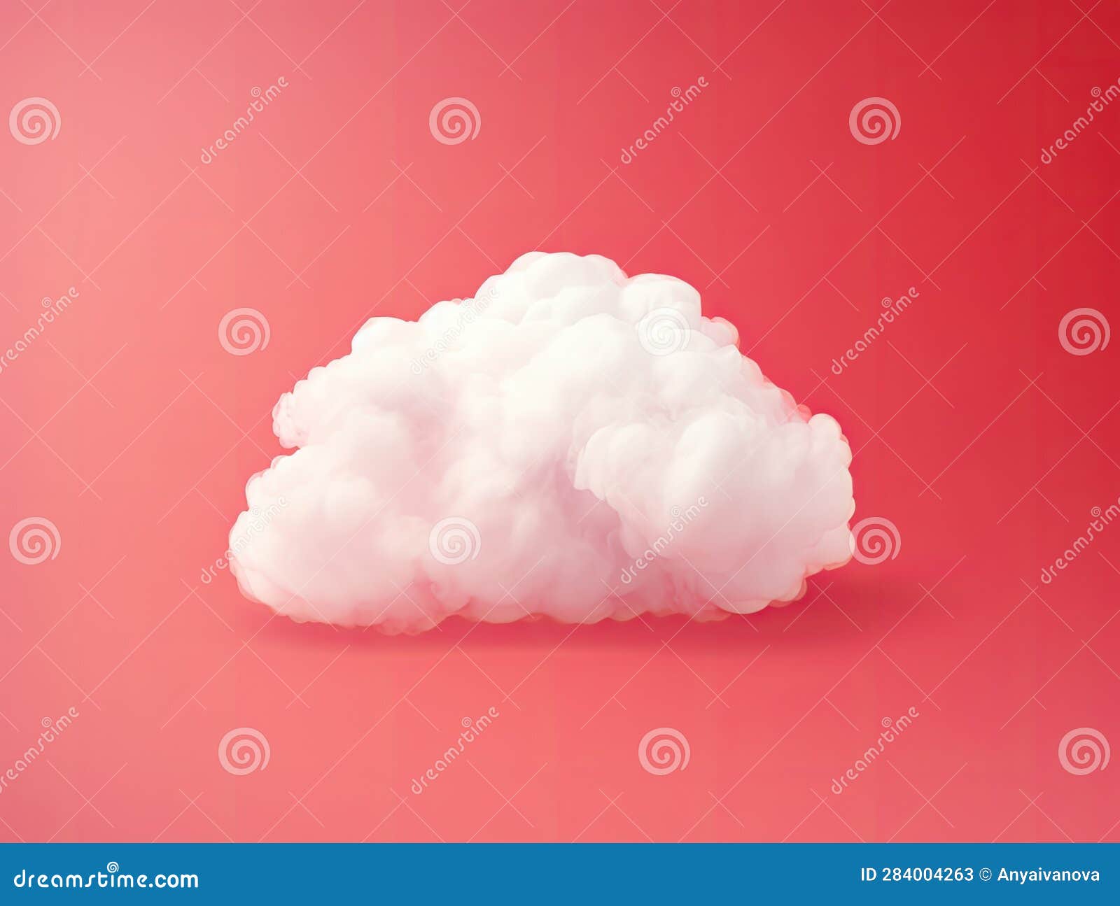 A White Cloud on a Red Background. Generative AI Image. Stock