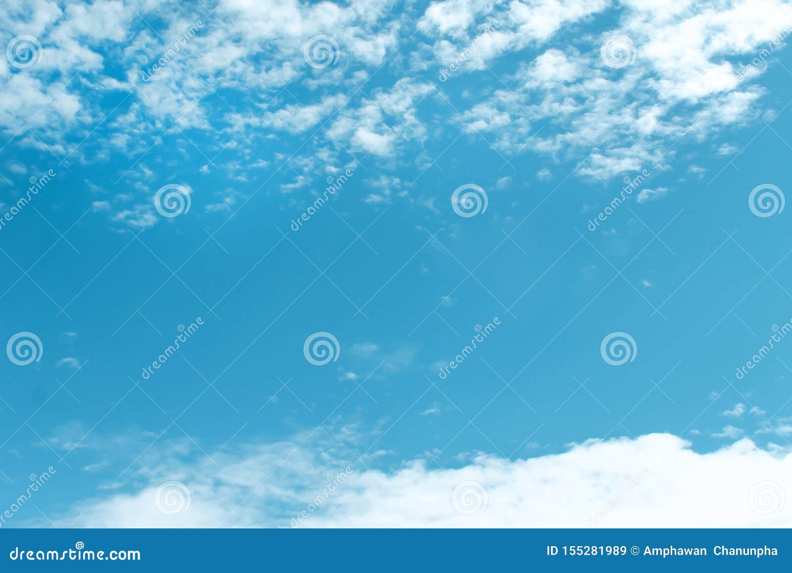 White Clouds Border Pattern and Copy Space on Blue Sky Background Stock ...