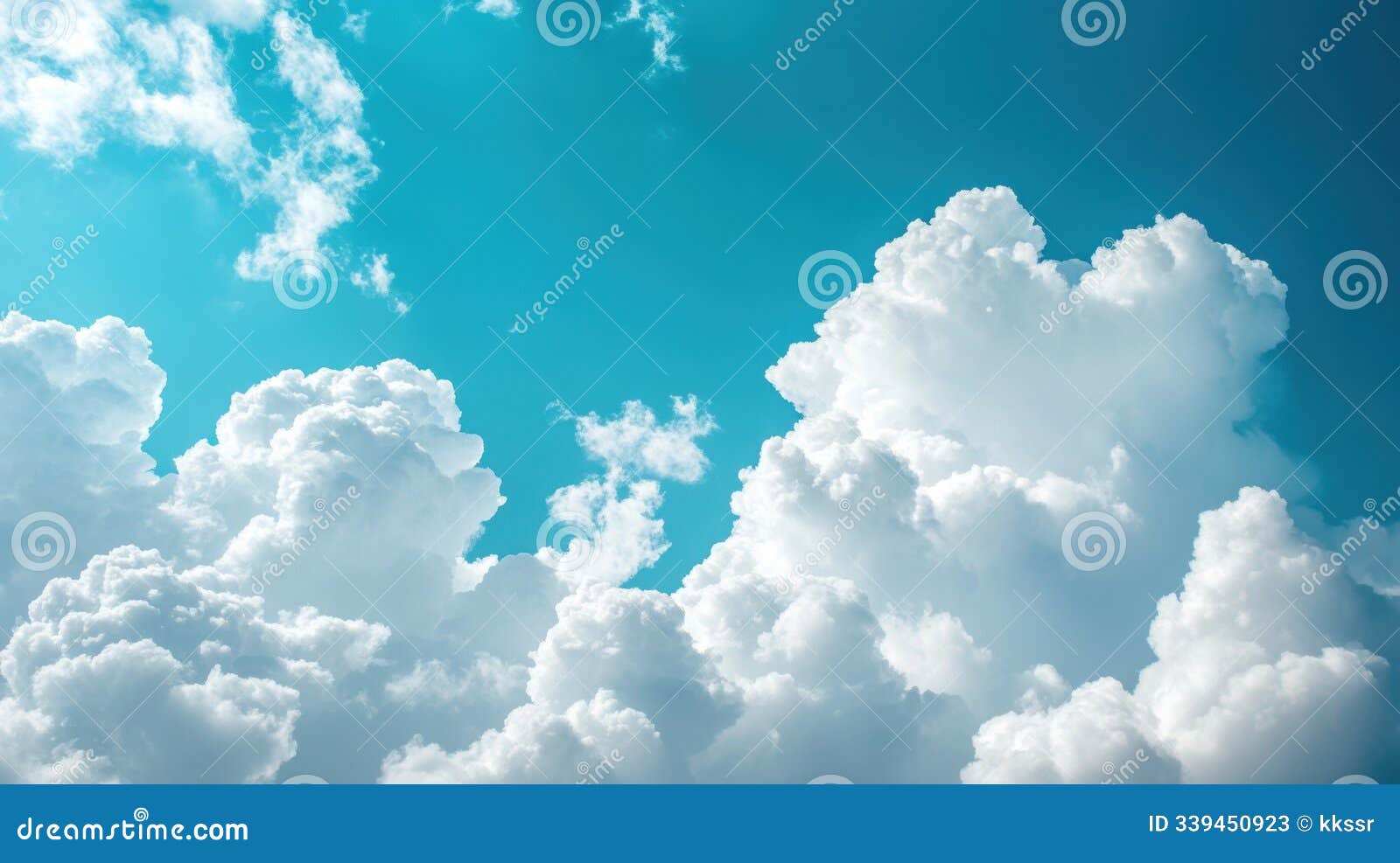 white clouds, soft white clouds float in a vibrant blue sky, creating a serene and peaceful atmosphere, perfect for nature and