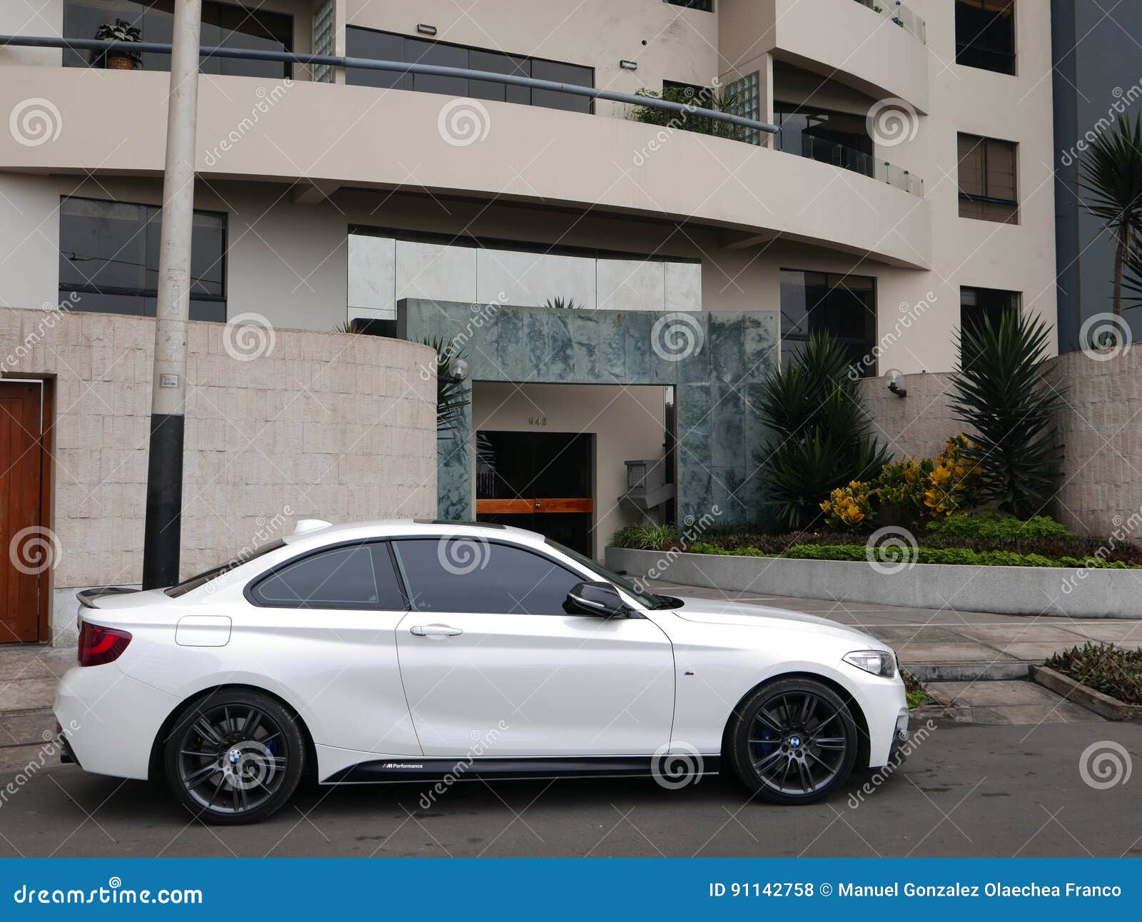 White Color Bmw M235i Parked In Miraflores Lima Editorial