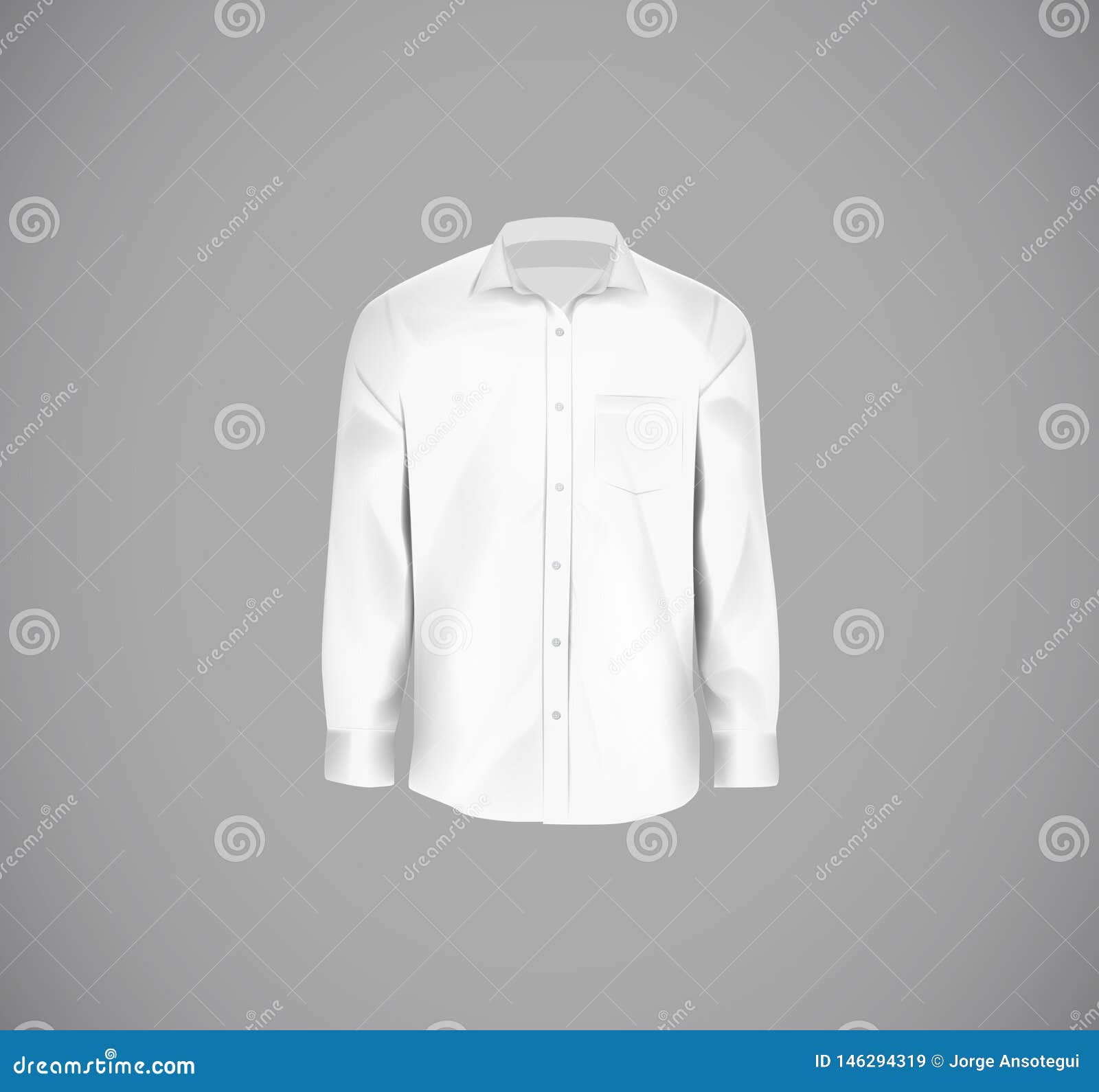 White Color Formal Shirt. Blank Dress Shirt with Buttons Stock Vector ...