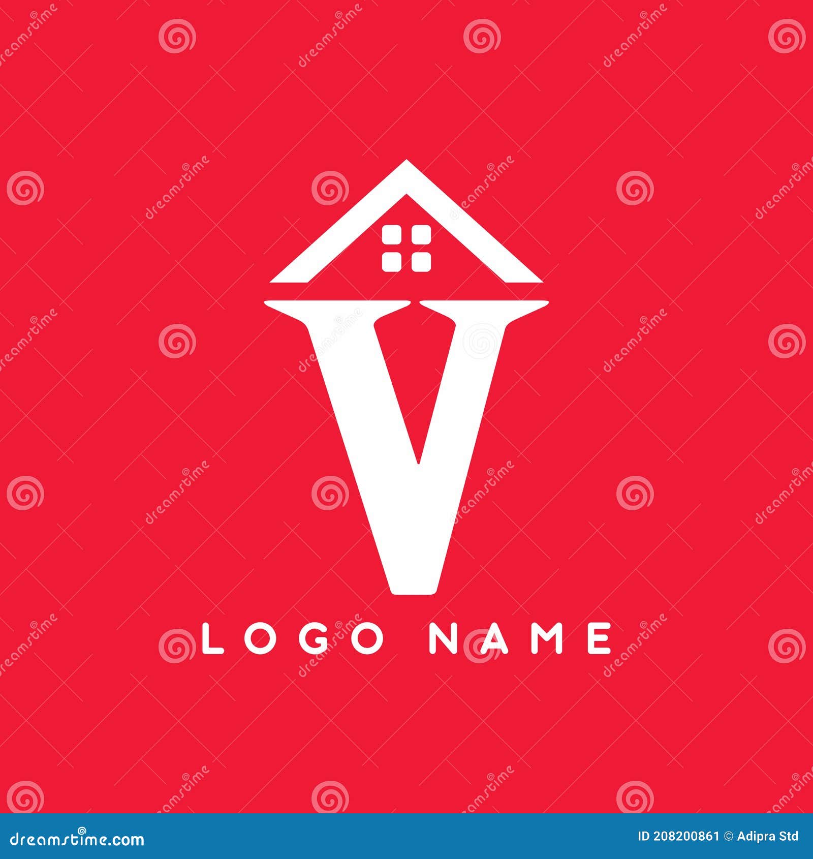 White Color of V Letter with House Sign for Real Estate Logo Template ...