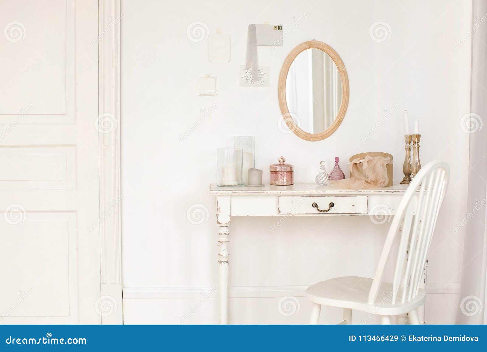 Vintage Table And Mirror And Chair Indoors Stock Image Image Of
