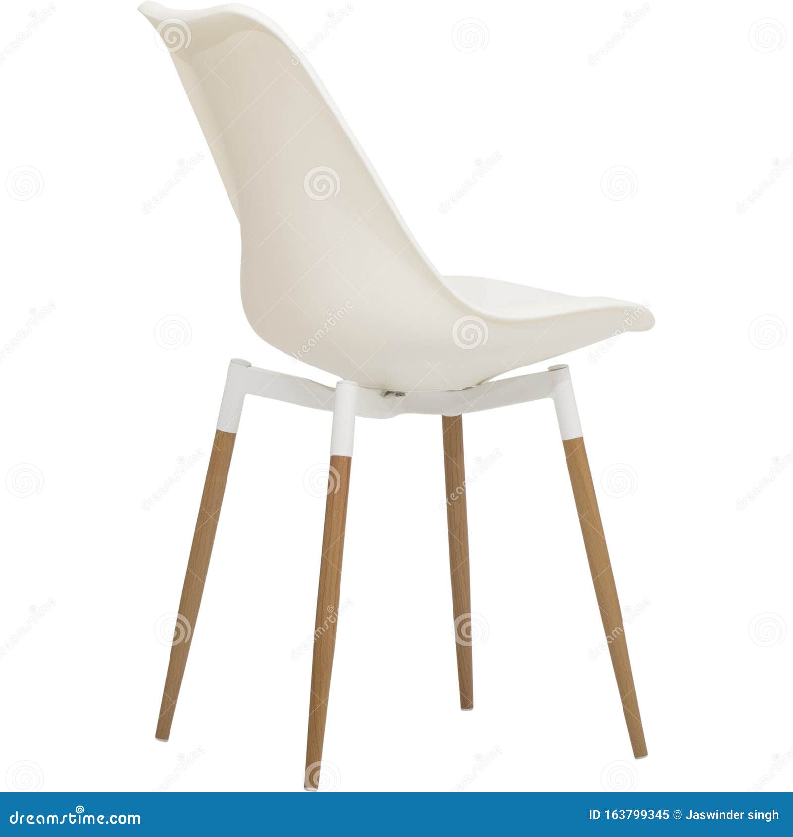 White Comfort Dining Chair Fiber Side Chair Wood Base Dining