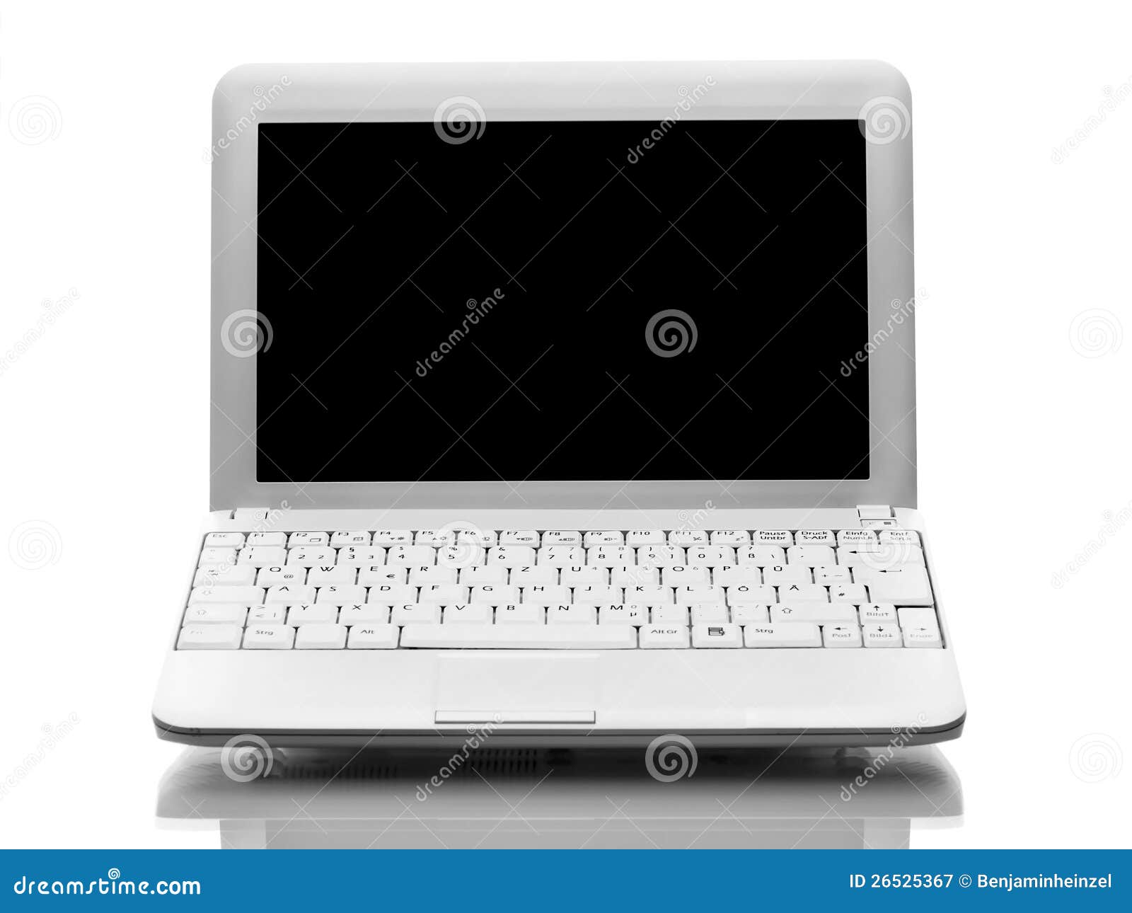 White Computer Black Screen Against White Stock Image Image of
