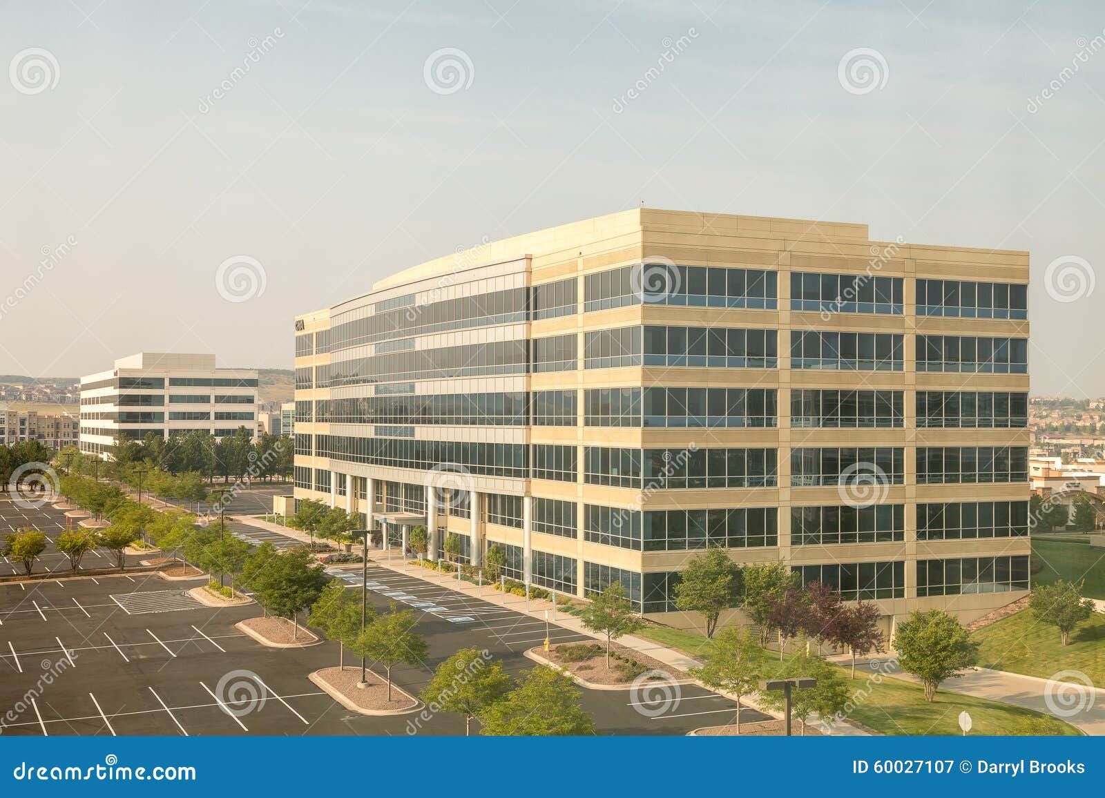 White Concrete Office Building with Black Windows Stock Image Image