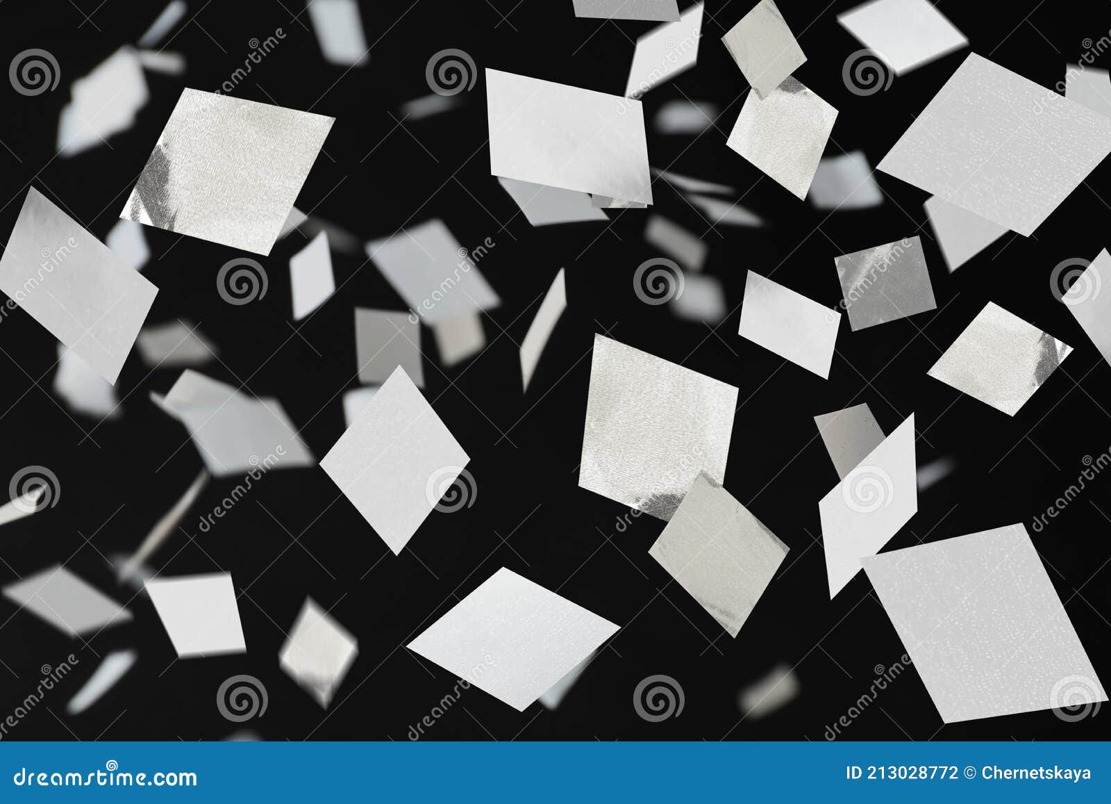 White Confetti Falling Down on Black Background Stock Photo Image of
