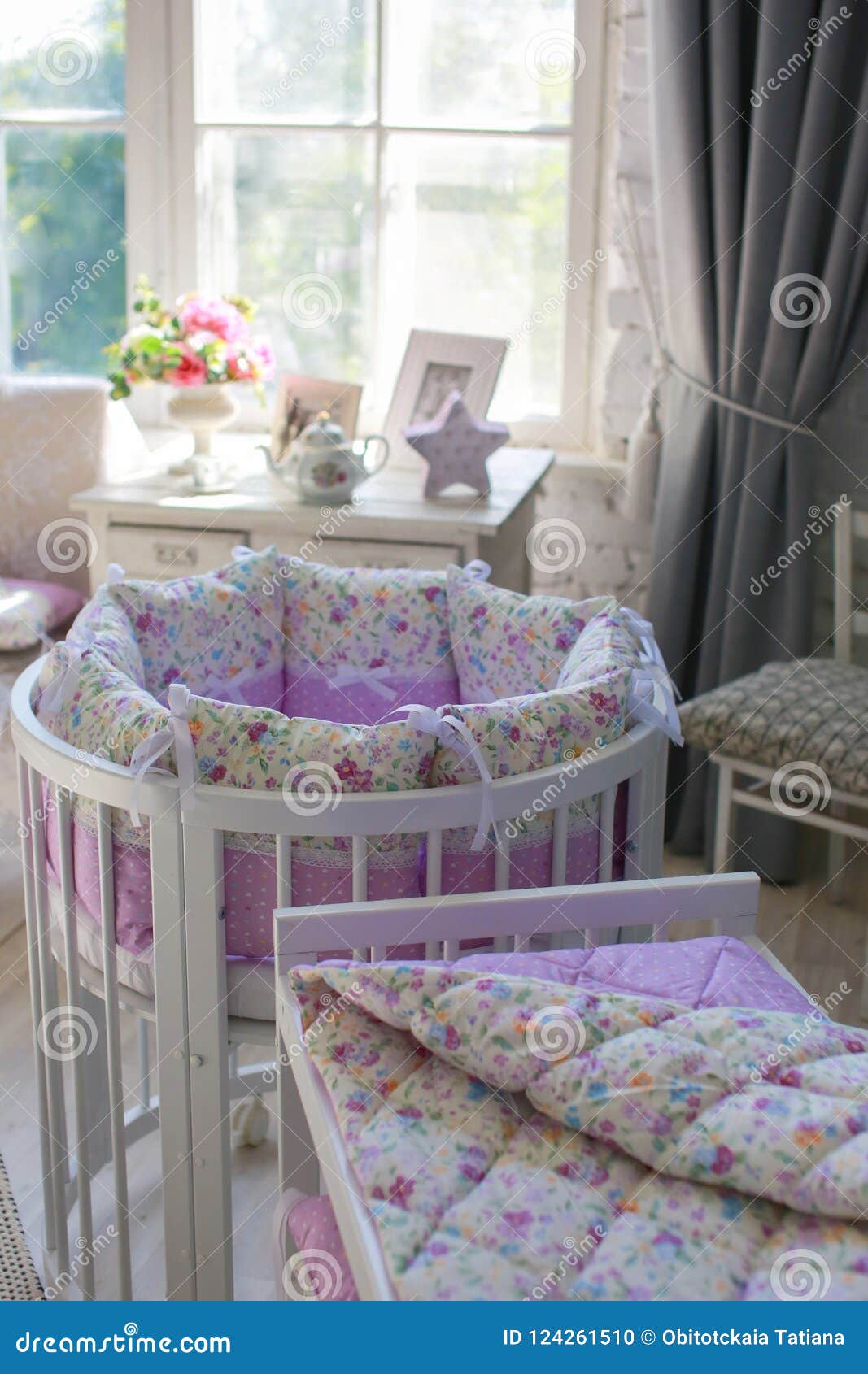 White Cribs For Babies Round Shape Stock Photo Image Of Large