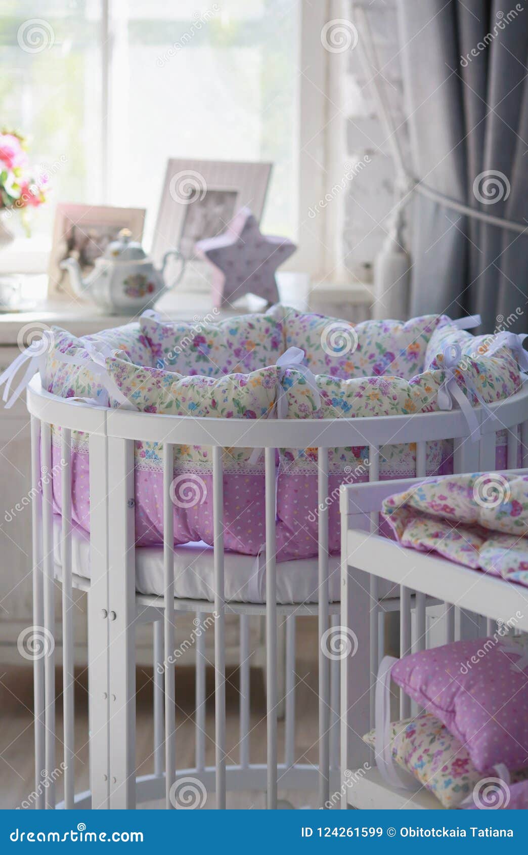 White Cribs For Babies Round Shape Stock Image Image Of Cribs