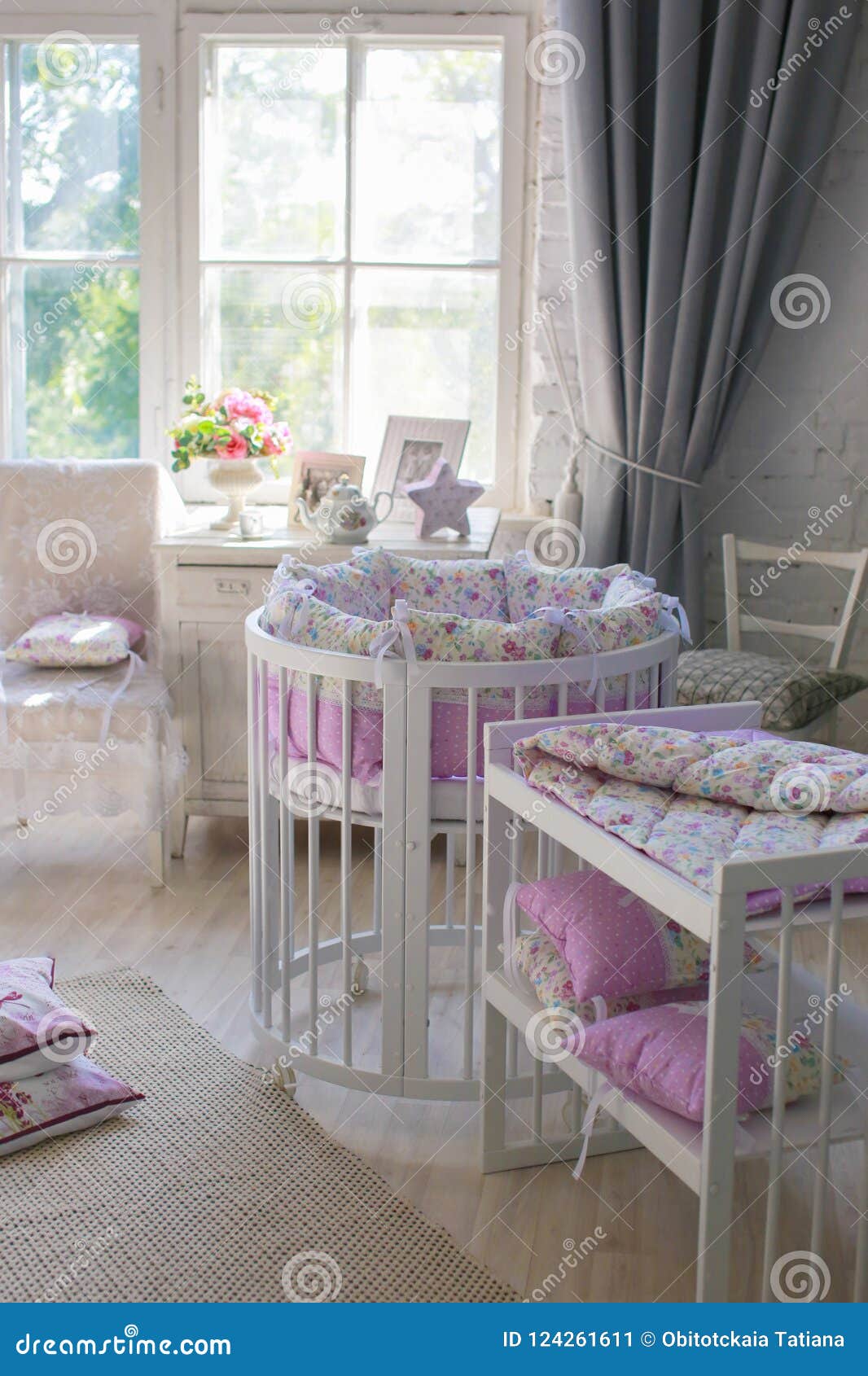 White Cribs For Babies Round Shape Stock Image Image Of Large