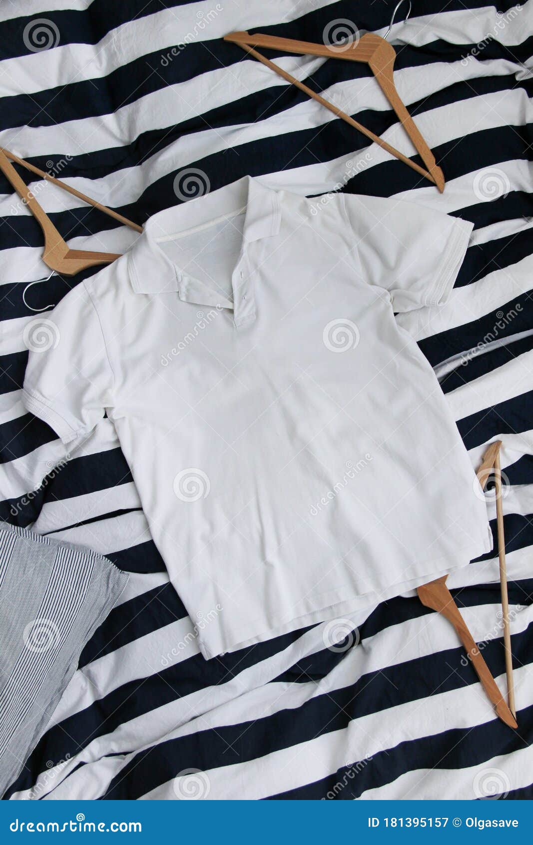Download White Cotton Golf Shirt Mockup Over Striped Background ...