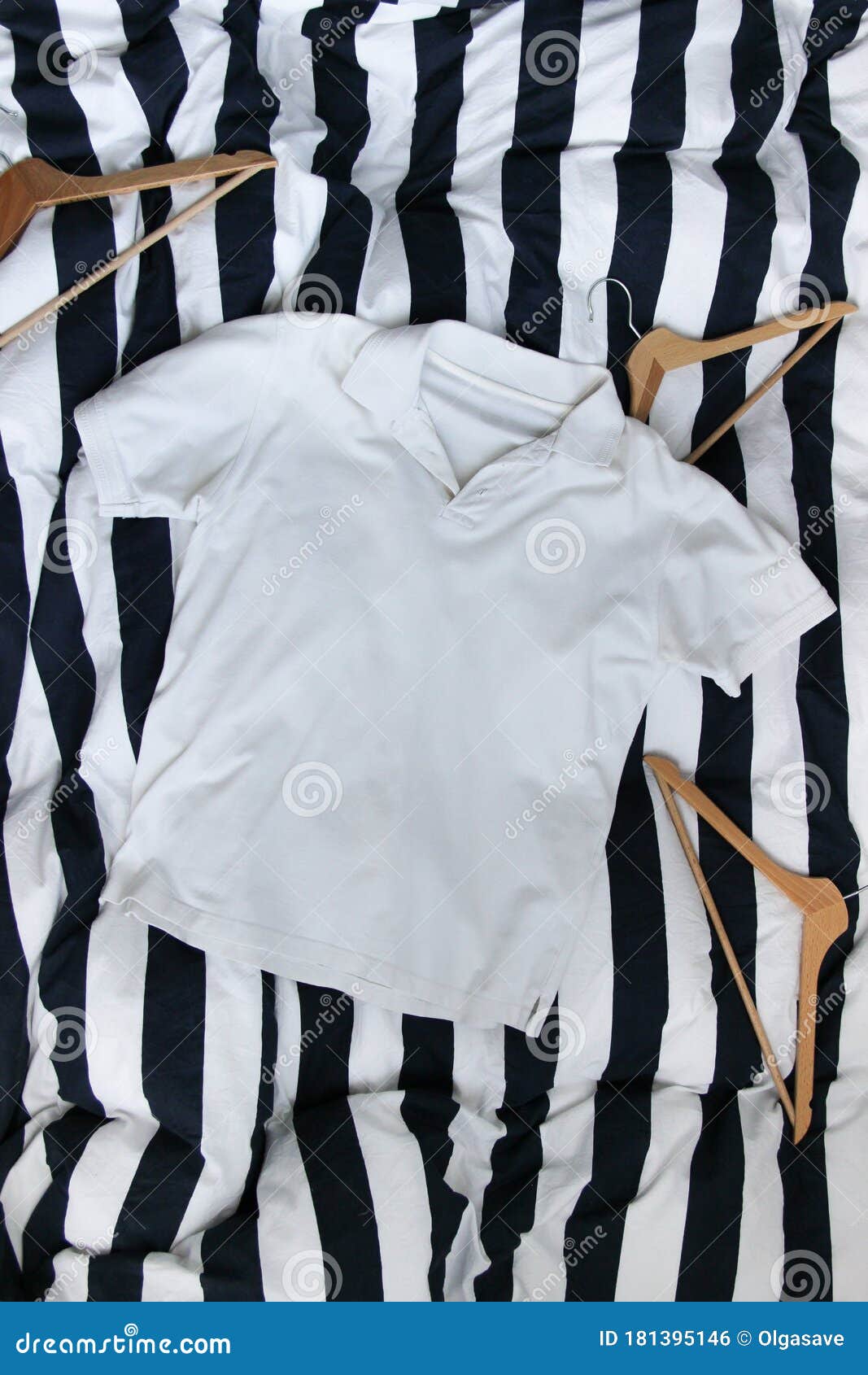 Download White Cotton Golf Shirt Mockup Over Striped Background. Classic Look Blank Golf Shirt Stock ...