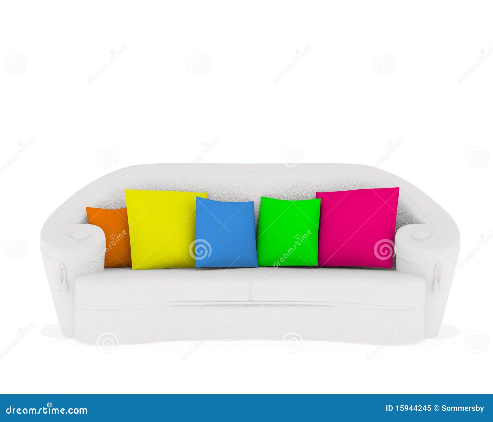 White Couch with Colored Cushion Stock Image Image of architecture