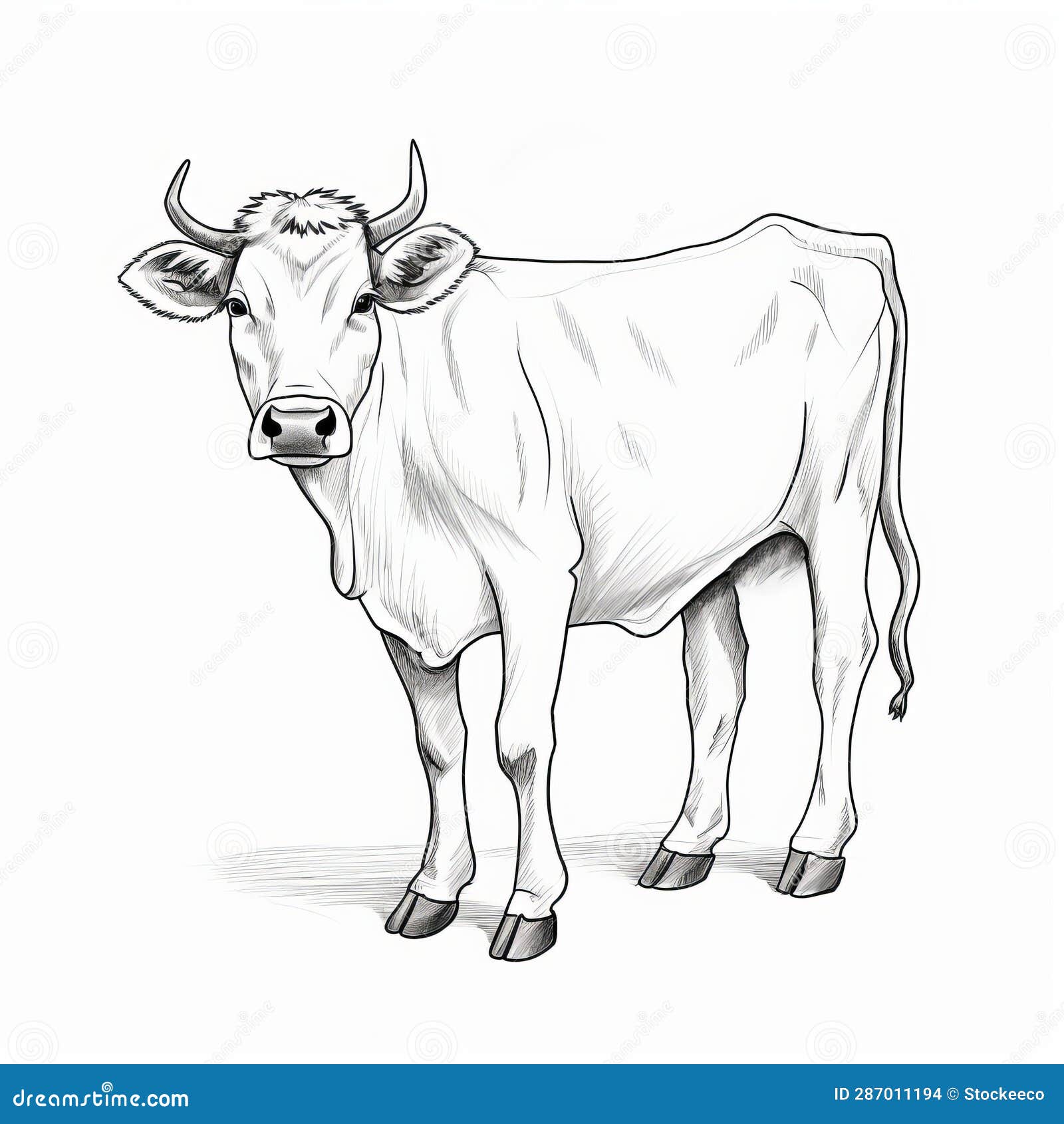 white cow ink drawing  - steve sack style