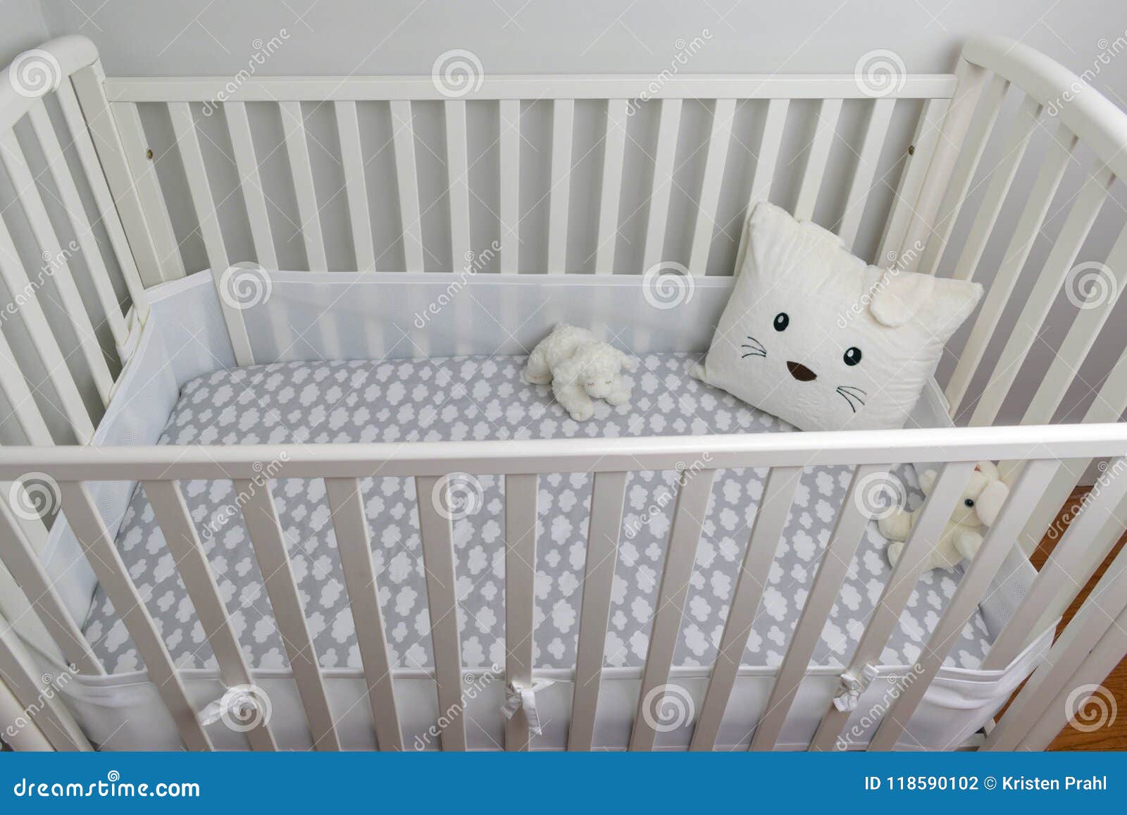 light grey baby crib