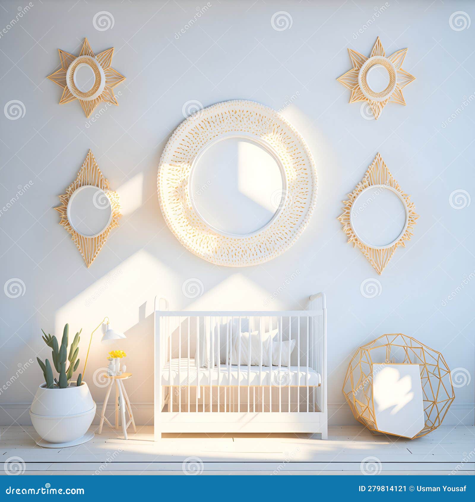 A White Crib with a White Crib Next To it Stock Illustration
