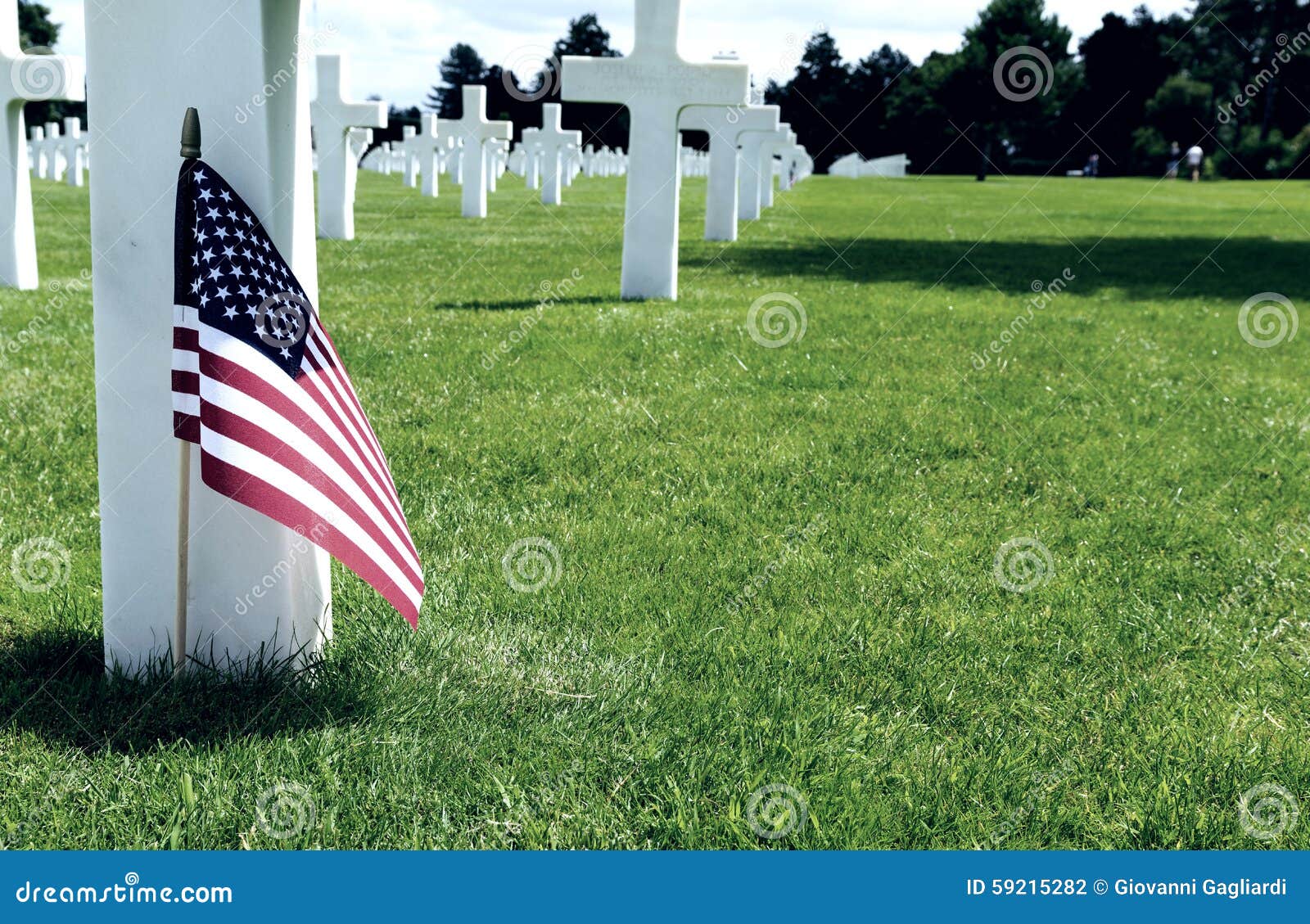 white crosses in american cemetery, coleville-sur-mer, omaha bea